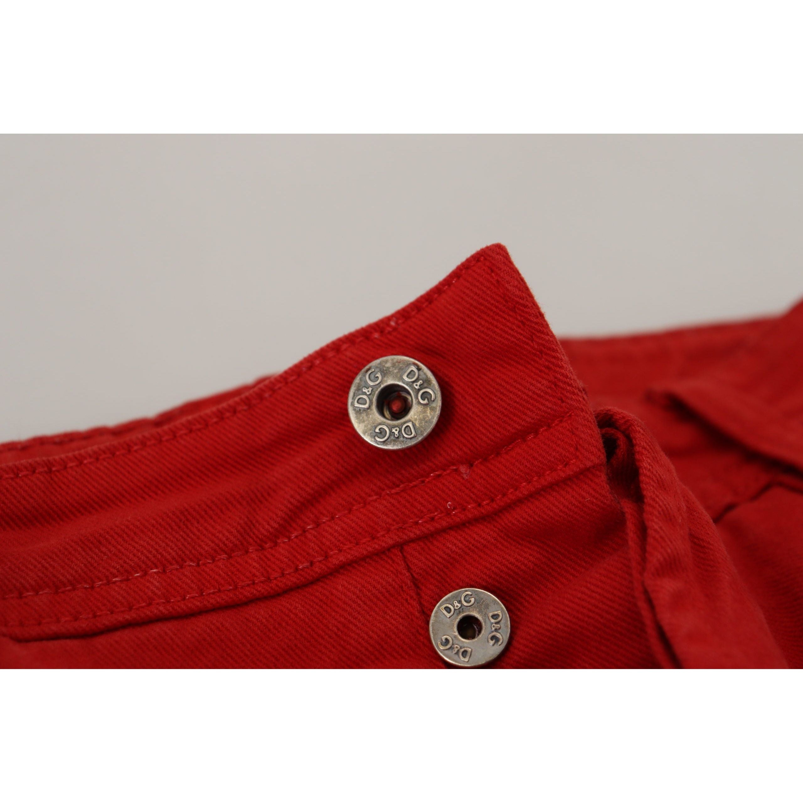 Dolce & Gabbana Red Cotton Denim Pants
