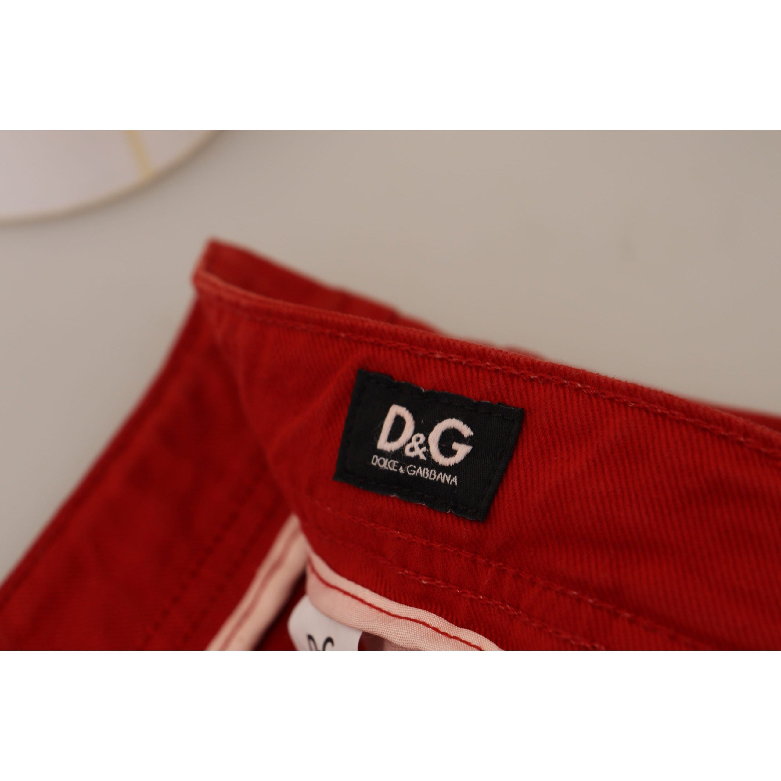Dolce & Gabbana Red Cotton Denim Pants