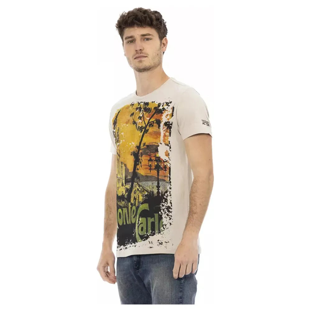 Trussardi Action Beige Cotton T-Shirt for Effortless Elegance