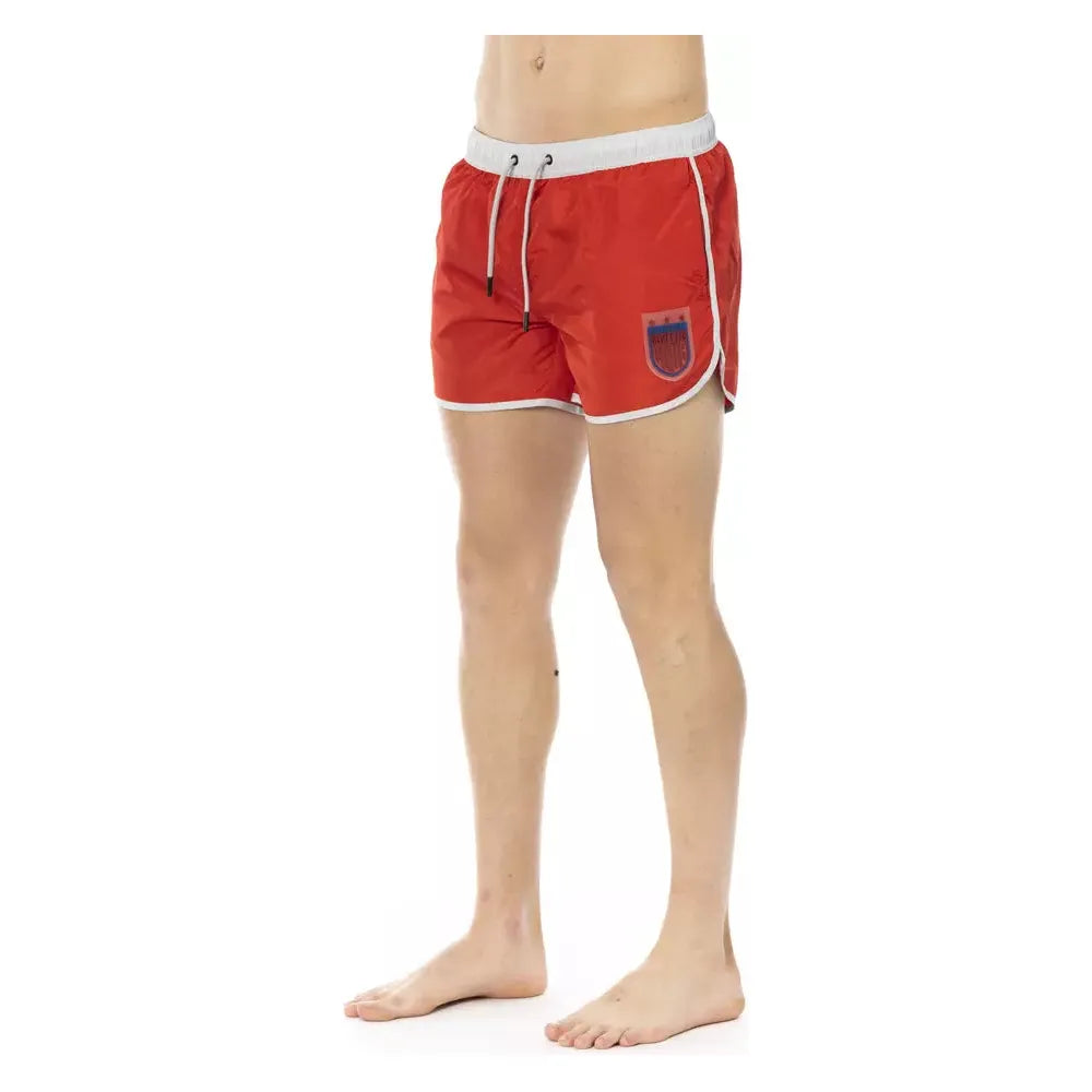 Bikkembergs Red Cotton Swim Shorts for Elevated Summer Style