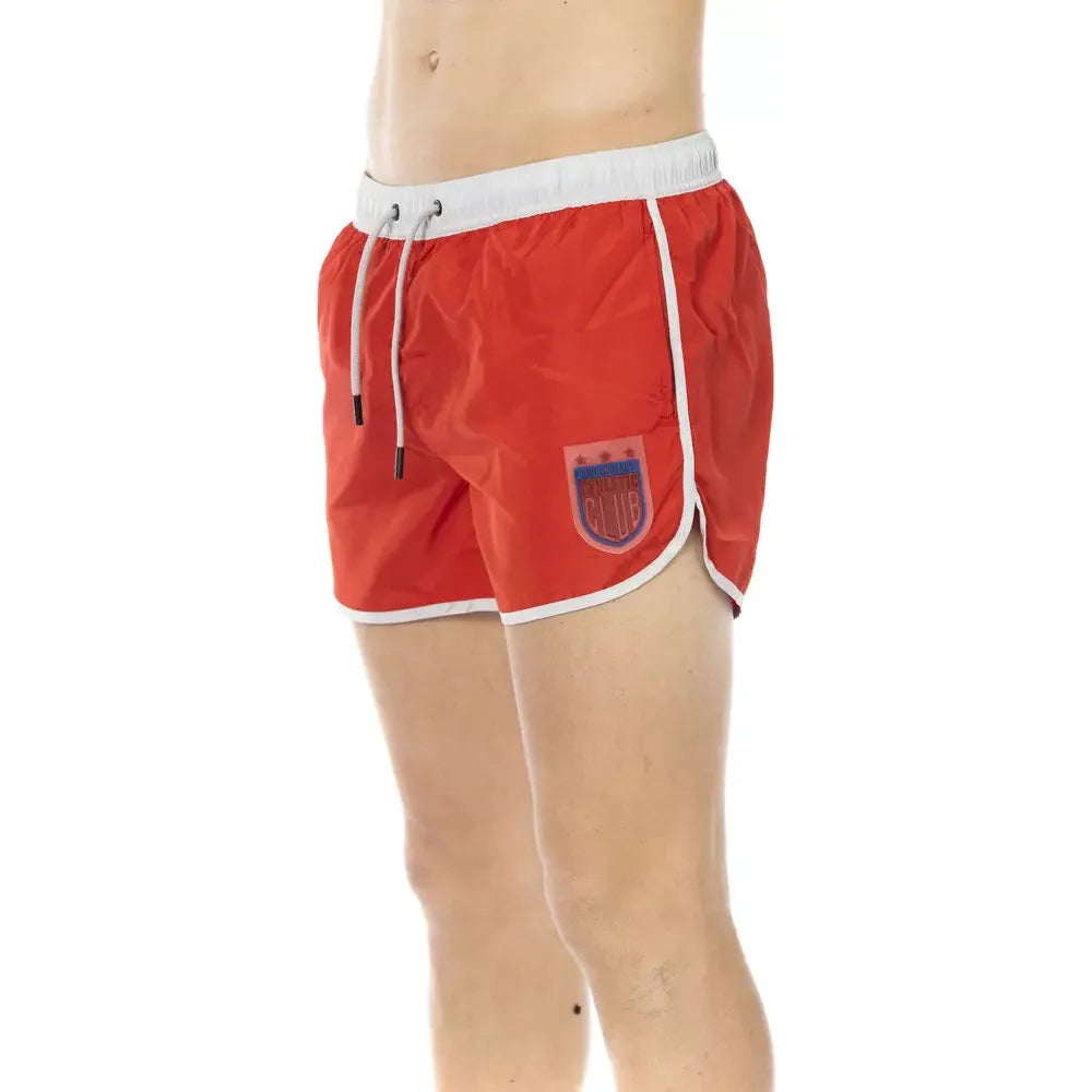 Bikkembergs Red Cotton Swim Shorts for Elevated Summer Style
