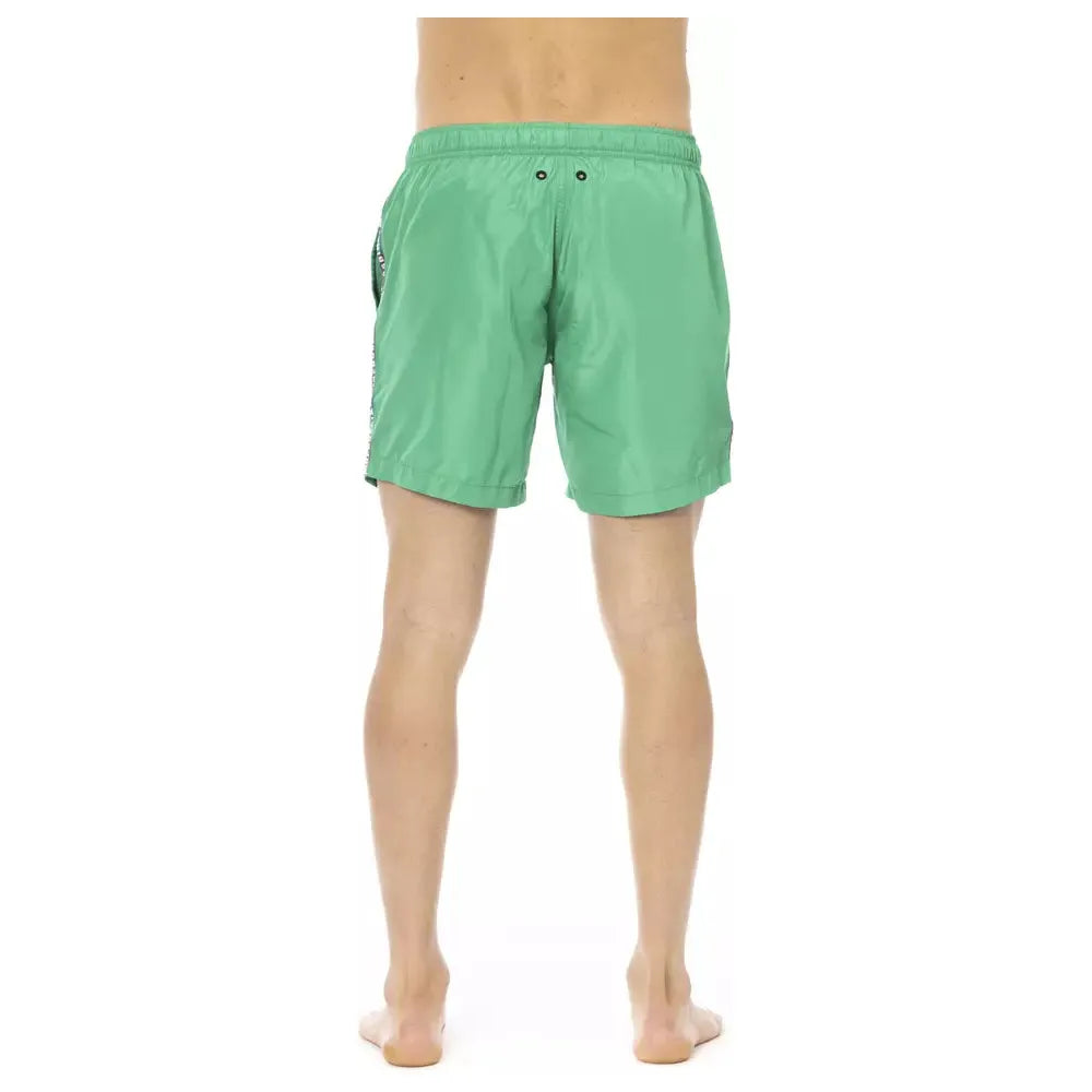 Bikkembergs Green Cotton Swim Shorts for Luxurious Summer Style