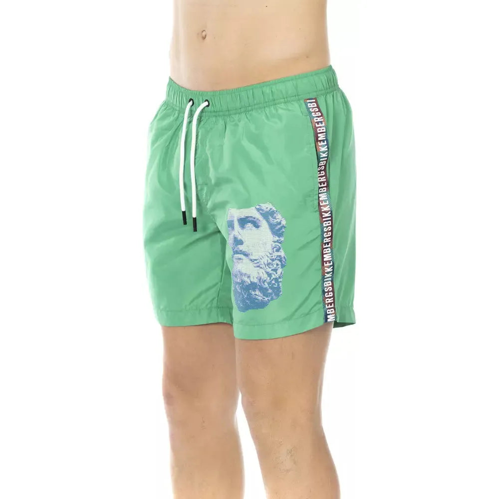 Bikkembergs Green Cotton Swim Shorts for Luxurious Summer Style