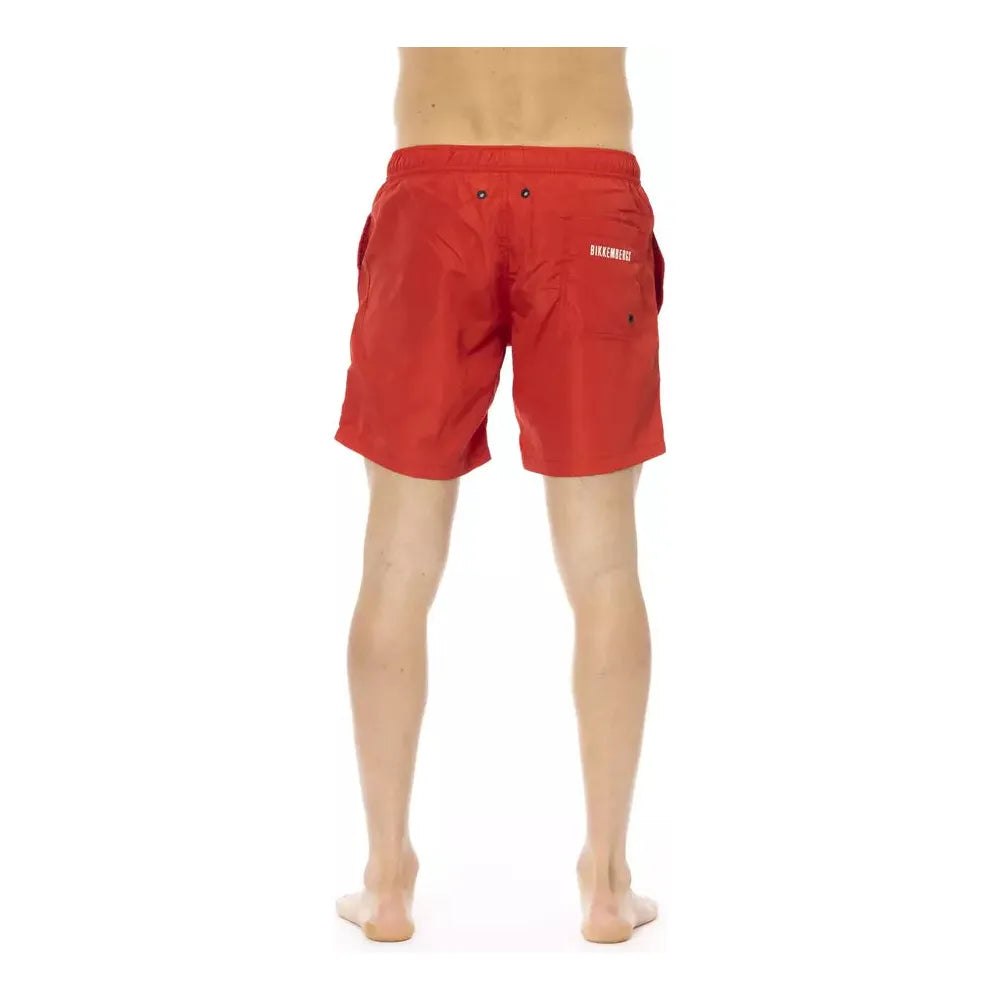 Bikkembergs Red Swim Short with Striking Dégradé Print