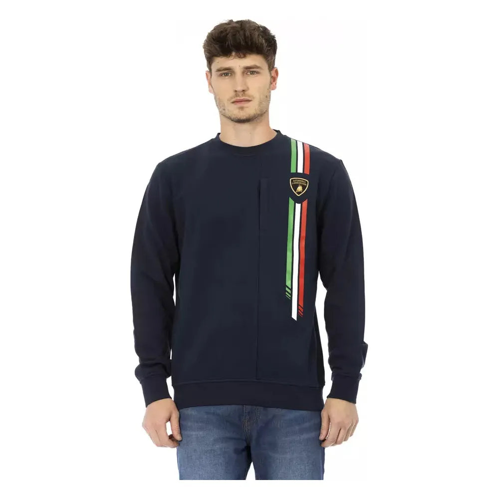 Automobili Lamborghini Blue Cotton Sweater for Luxury Style