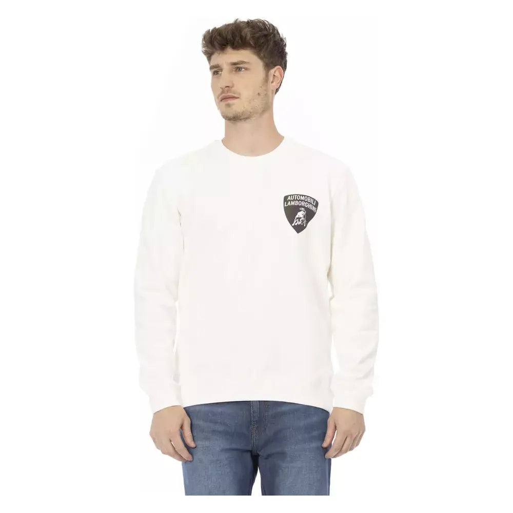 Automobili Lamborghini White Cotton Sweater for Sophisticated Style