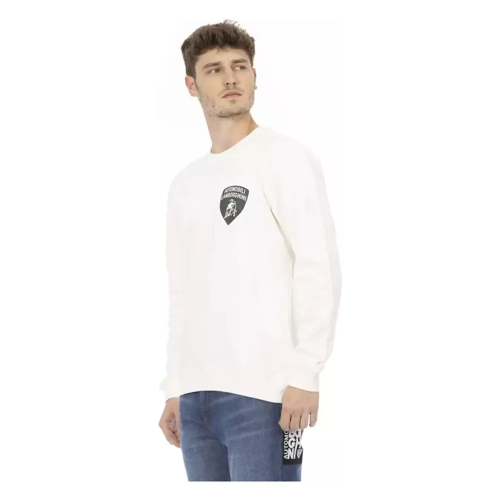 Automobili Lamborghini White Cotton Sweater for Sophisticated Style