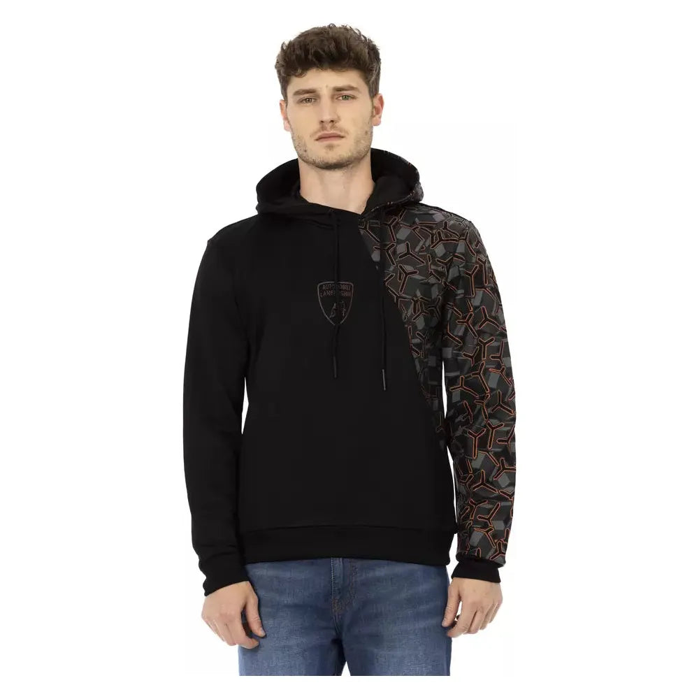 Automobili Lamborghini Black Cotton Hoodie for Sophisticated Style