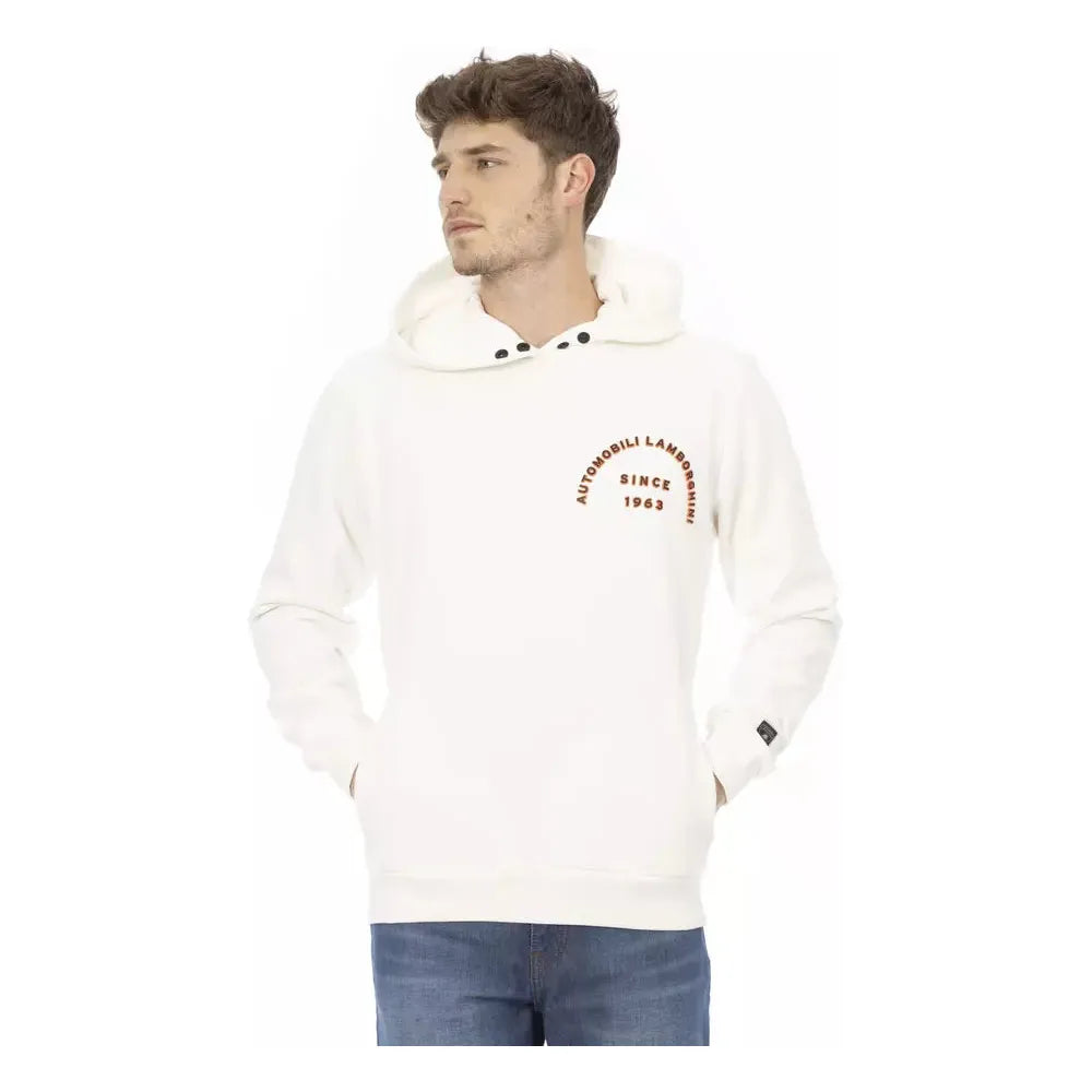 Automobili Lamborghini White Cotton Sweater for Luxury Style