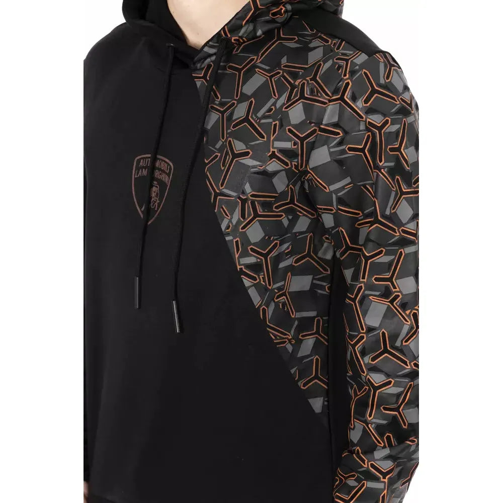 Automobili Lamborghini Black Cotton Hoodie for Sophisticated Style