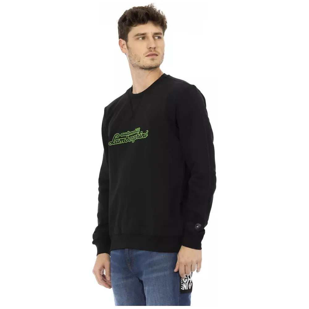Automobili Lamborghini Black Cotton Sweater for Sophisticated Style