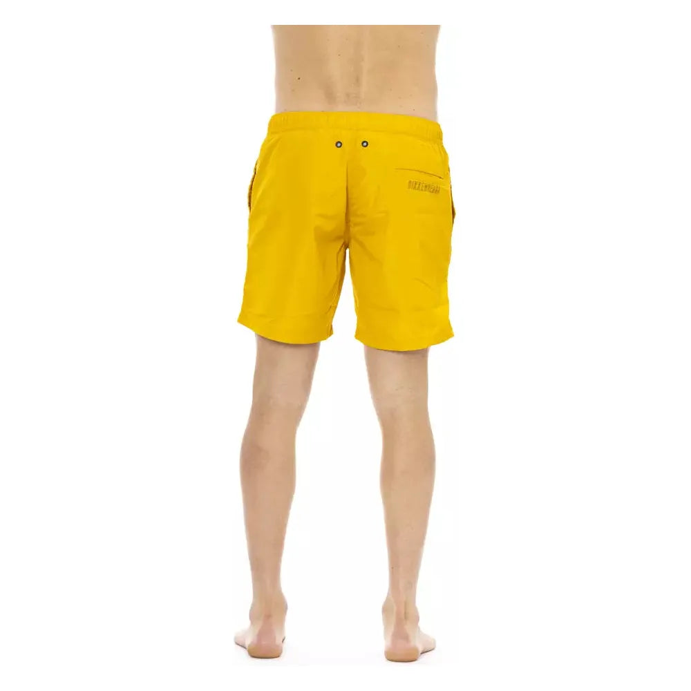Bikkembergs Yellow Swim Short with Dégradé Print Design