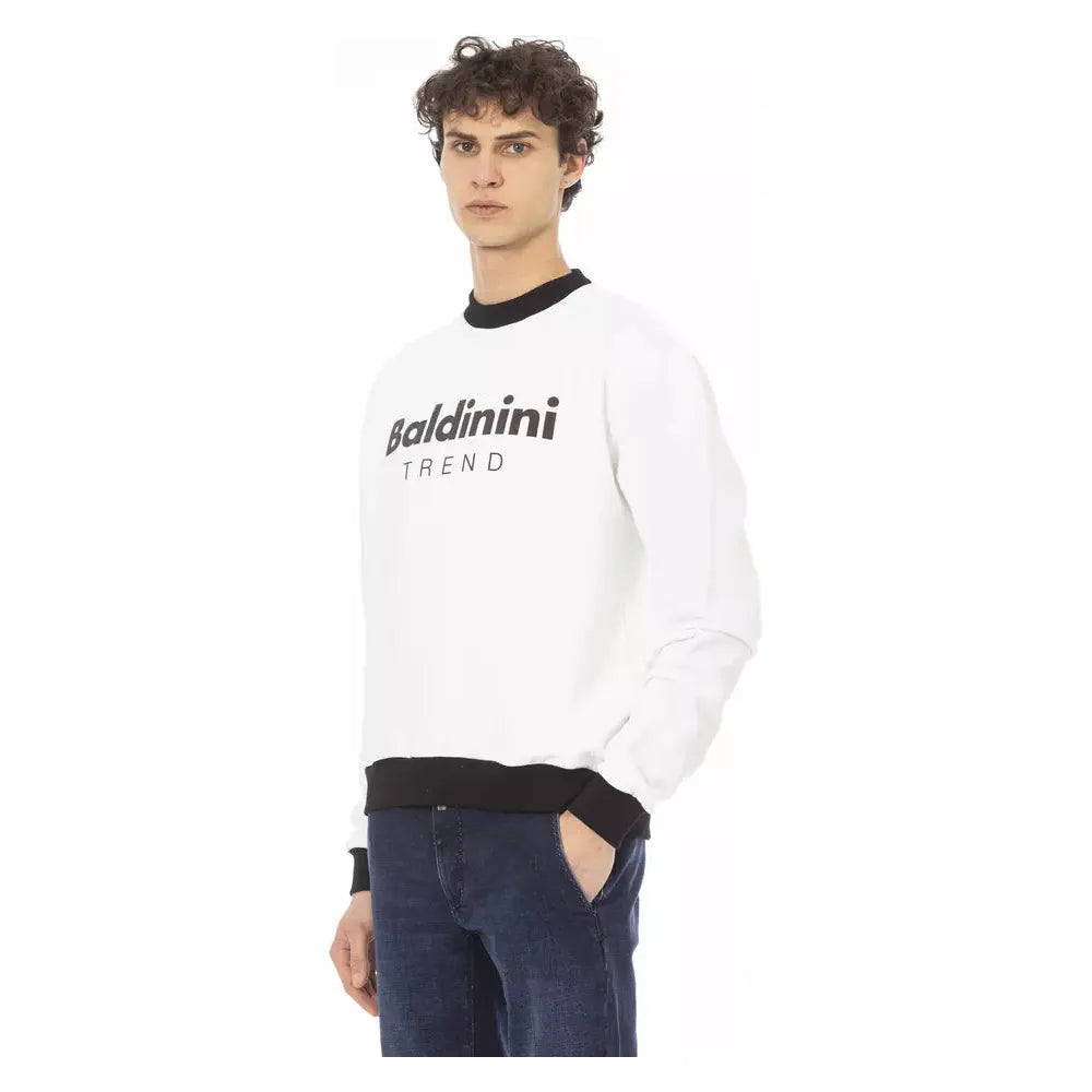 Baldinini Trend White Cotton Sweater - Sophisticated Elegance