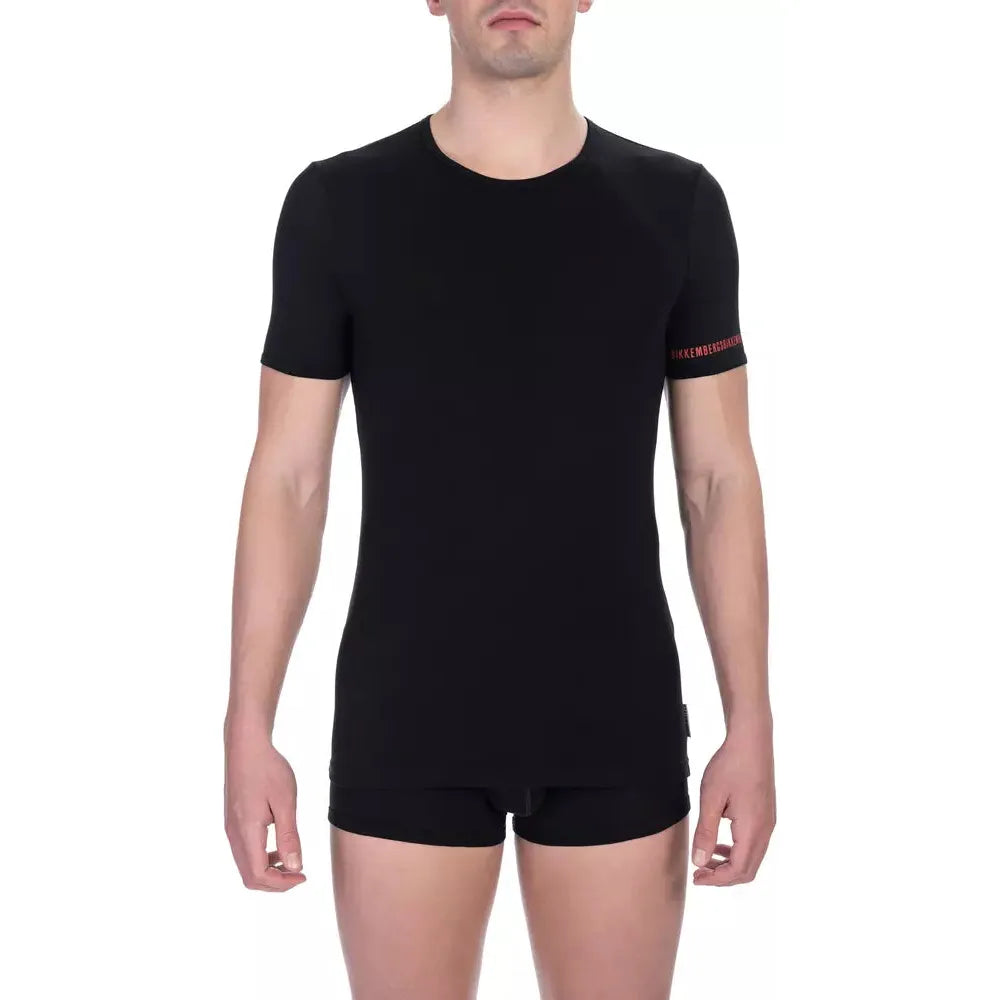 Bikkembergs Black Cotton T-Shirt for Effortless Sophistication