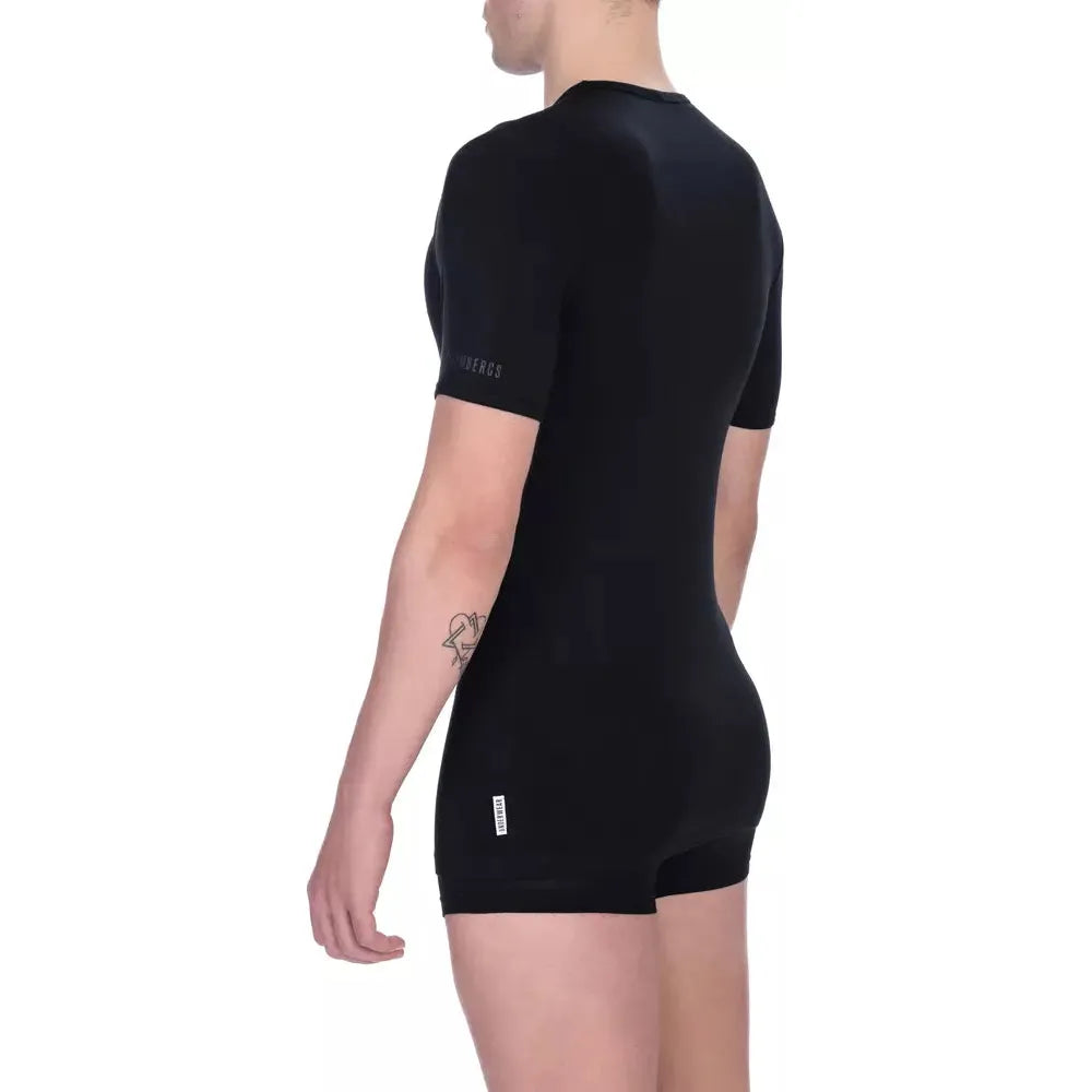 Bikkembergs Black Viscose T-Shirt for Effortless Elegance