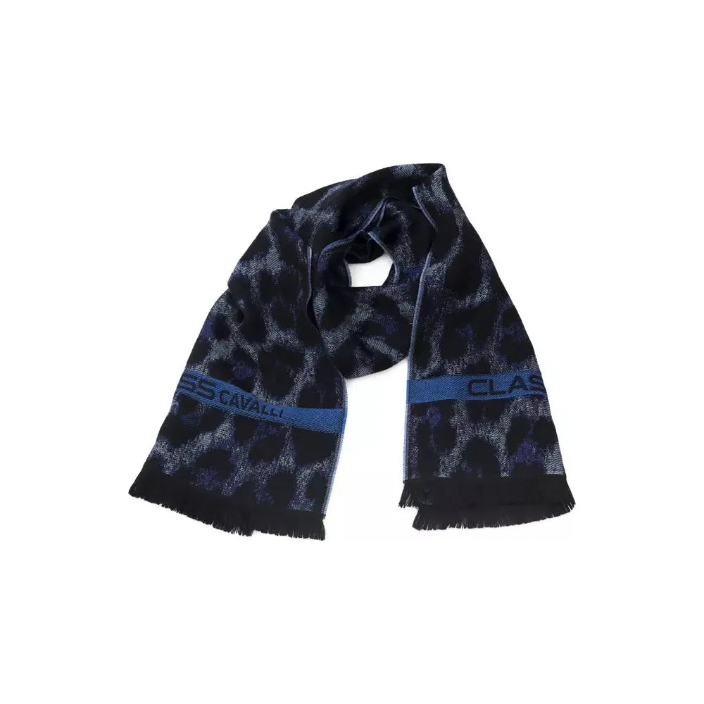 Cavalli Class Blue Wool Scarf for Timeless Elegance