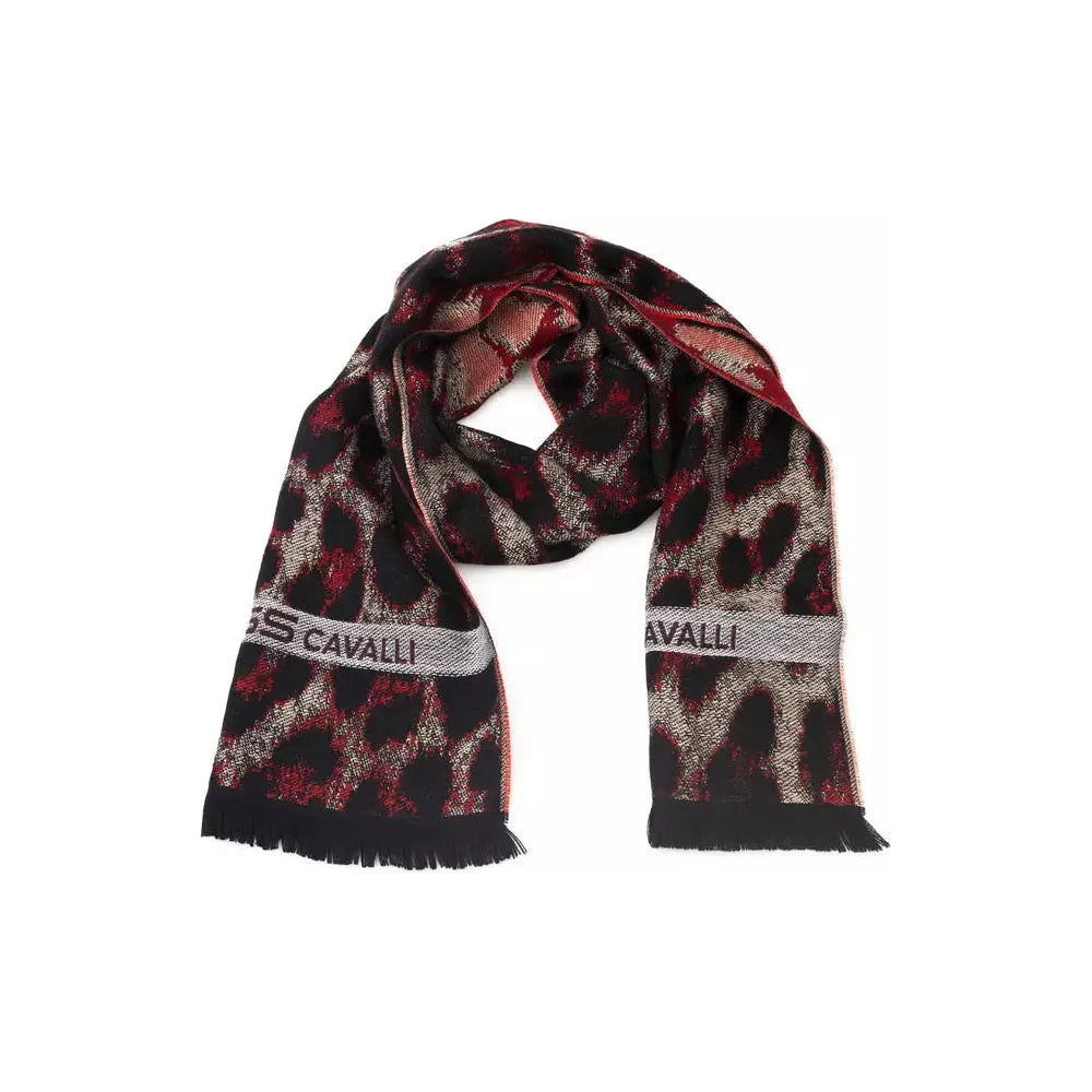 Cavalli Class Burgundy Wool Scarf for Timeless Elegance