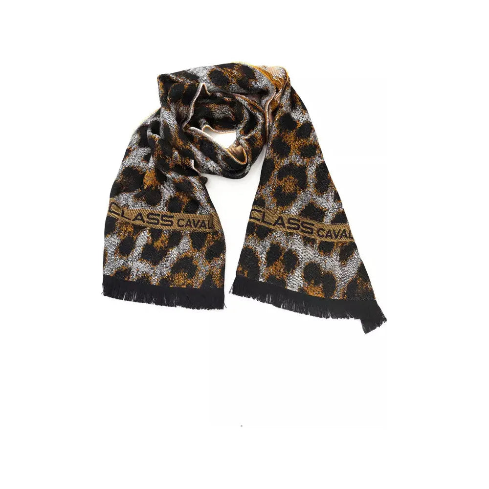 Cavalli Class Brown Wool Scarf for Elevated Style