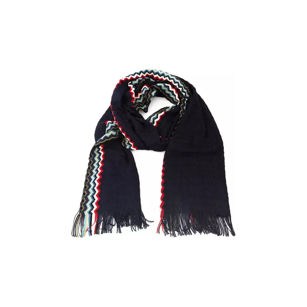 Missoni Black Wool Scarf with Distinctive Geometric Pattern