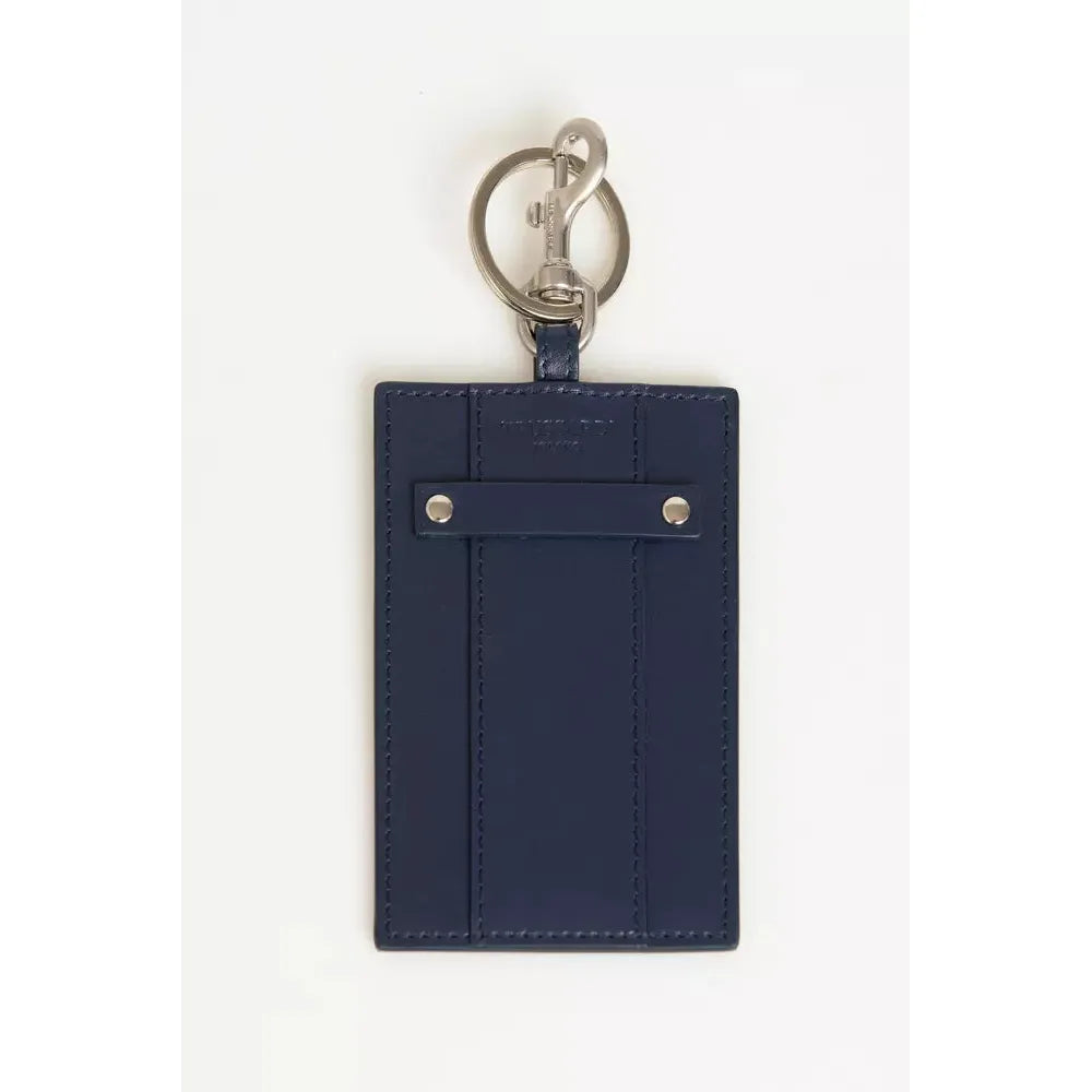 Trussardi Blue Leather Keychain Luxury Italian Design