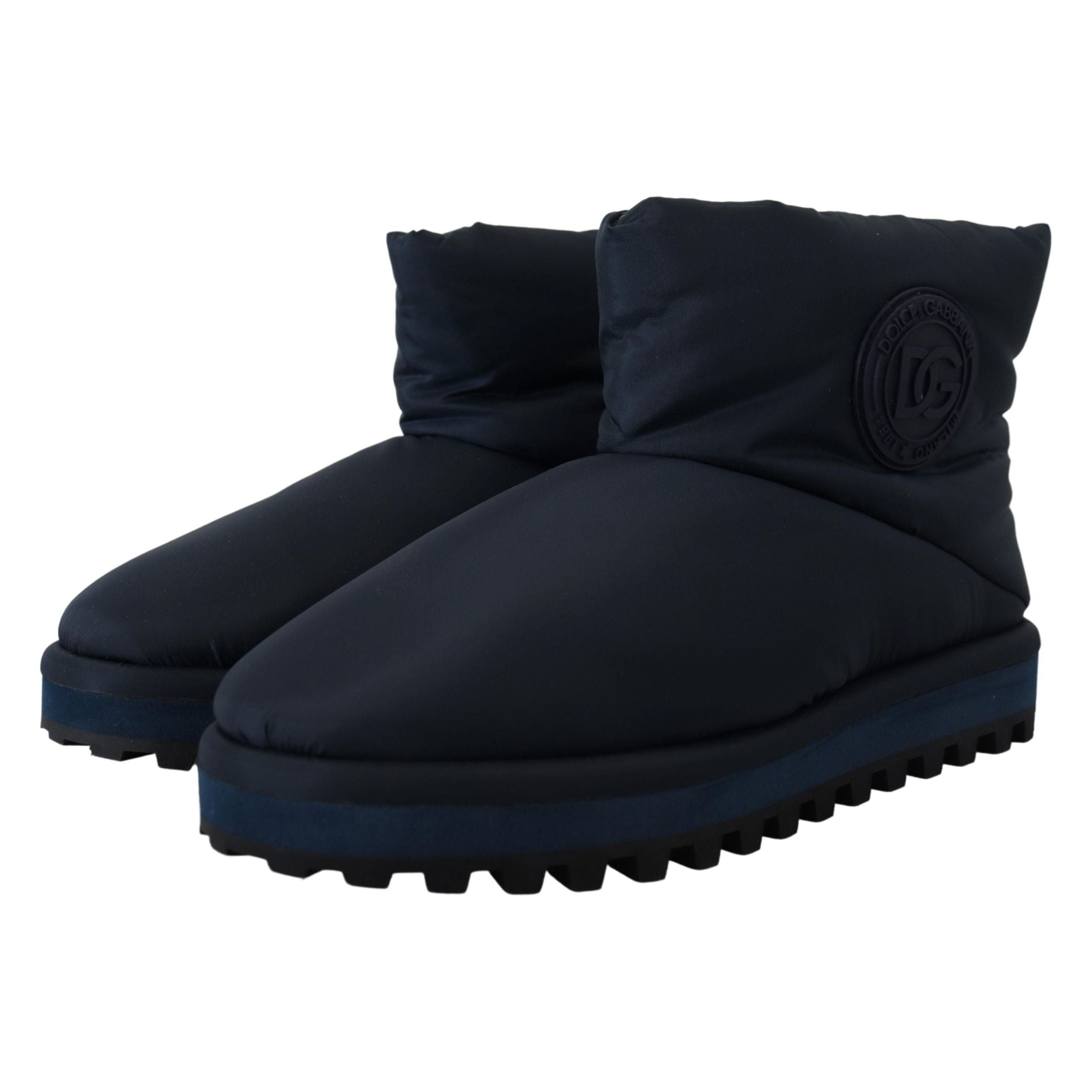 Dolce & Gabbana Blue Leather Ankle Height Boots