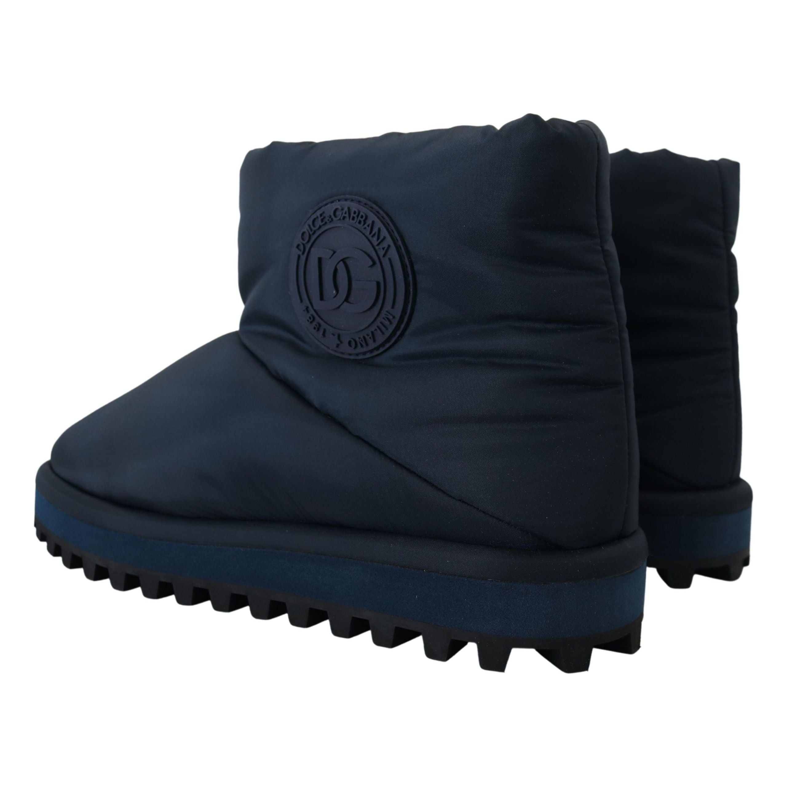 Dolce & Gabbana Blue Leather Ankle Height Boots