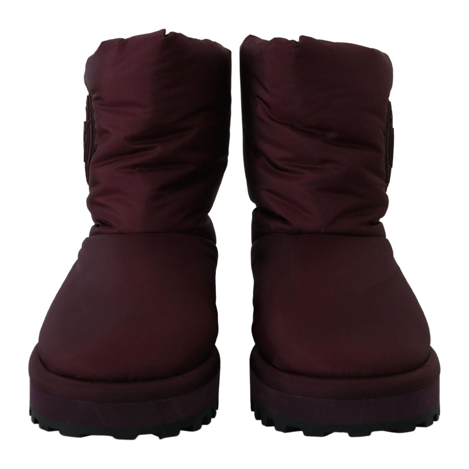 Dolce & Gabbana Bordeaux Leather Mid Calf Boots