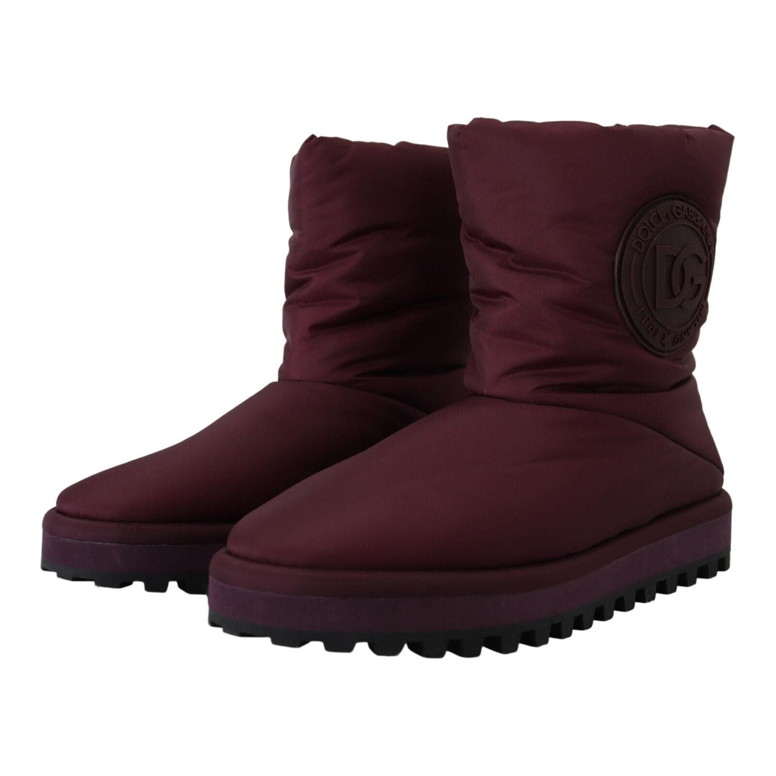 Dolce & Gabbana Bordeaux Leather Mid Calf Boots