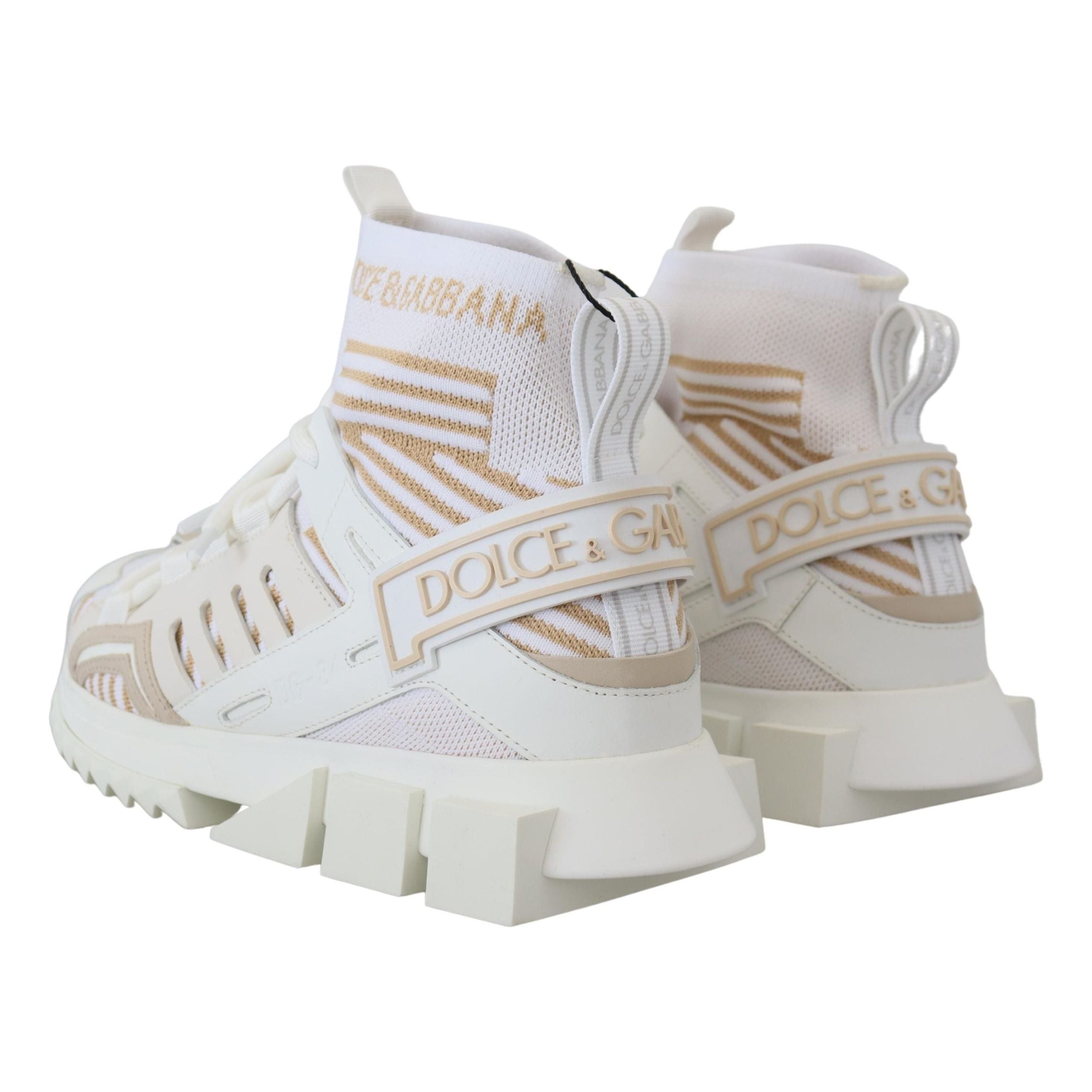Dolce & Gabbana White Beige Canvas SORRENTO Sneakers