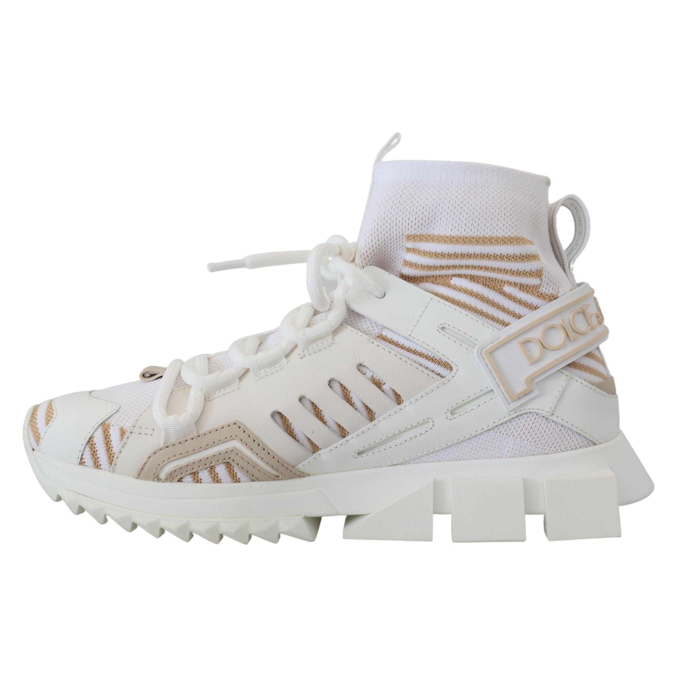 Dolce & Gabbana White Beige Canvas SORRENTO Sneakers