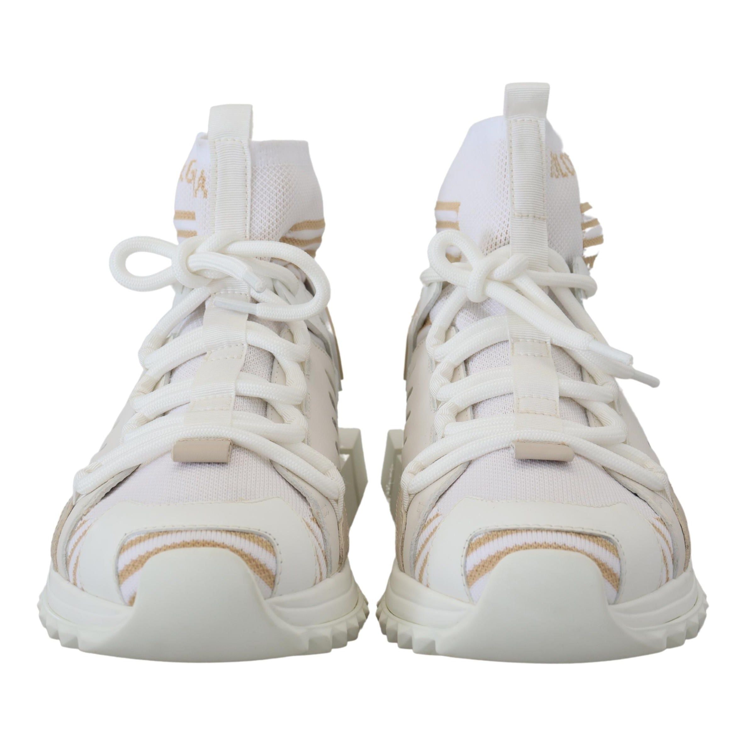Dolce & Gabbana White Beige Canvas SORRENTO Sneakers