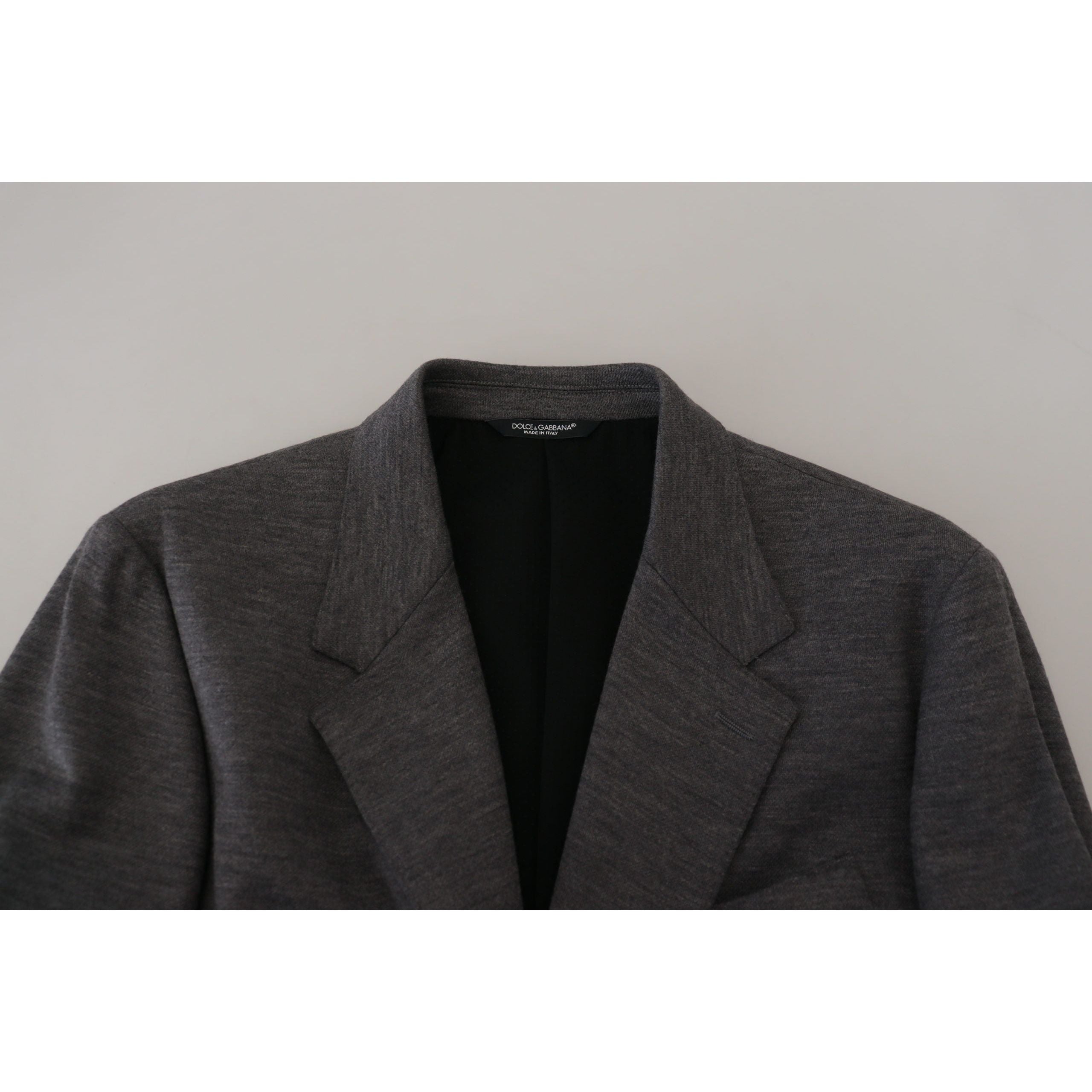 Dolce & Gabbana Gray Wool Blazer with Bee Crown Embroidery