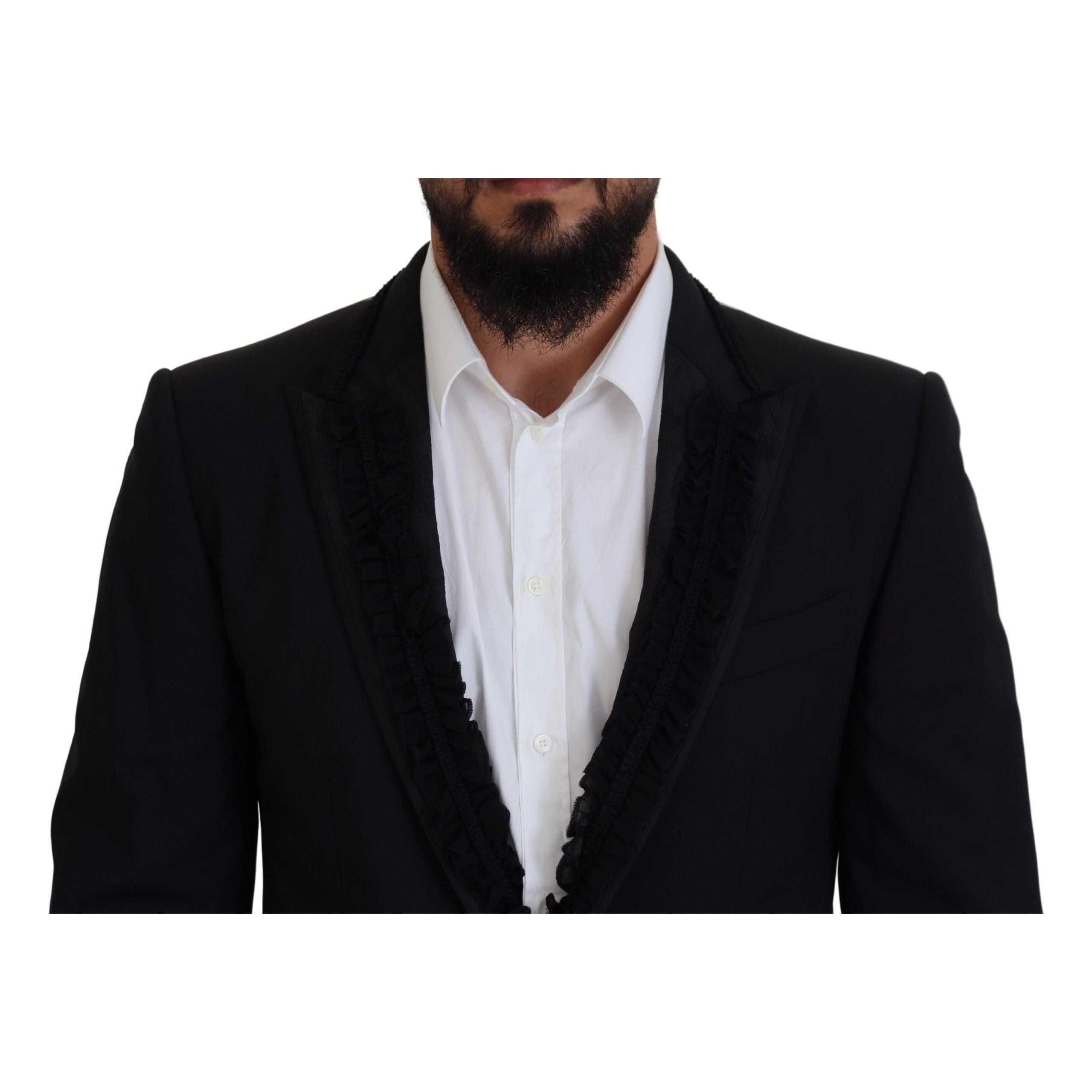 Dolce & Gabbana Black Wool Silk-Lined Evening Blazer