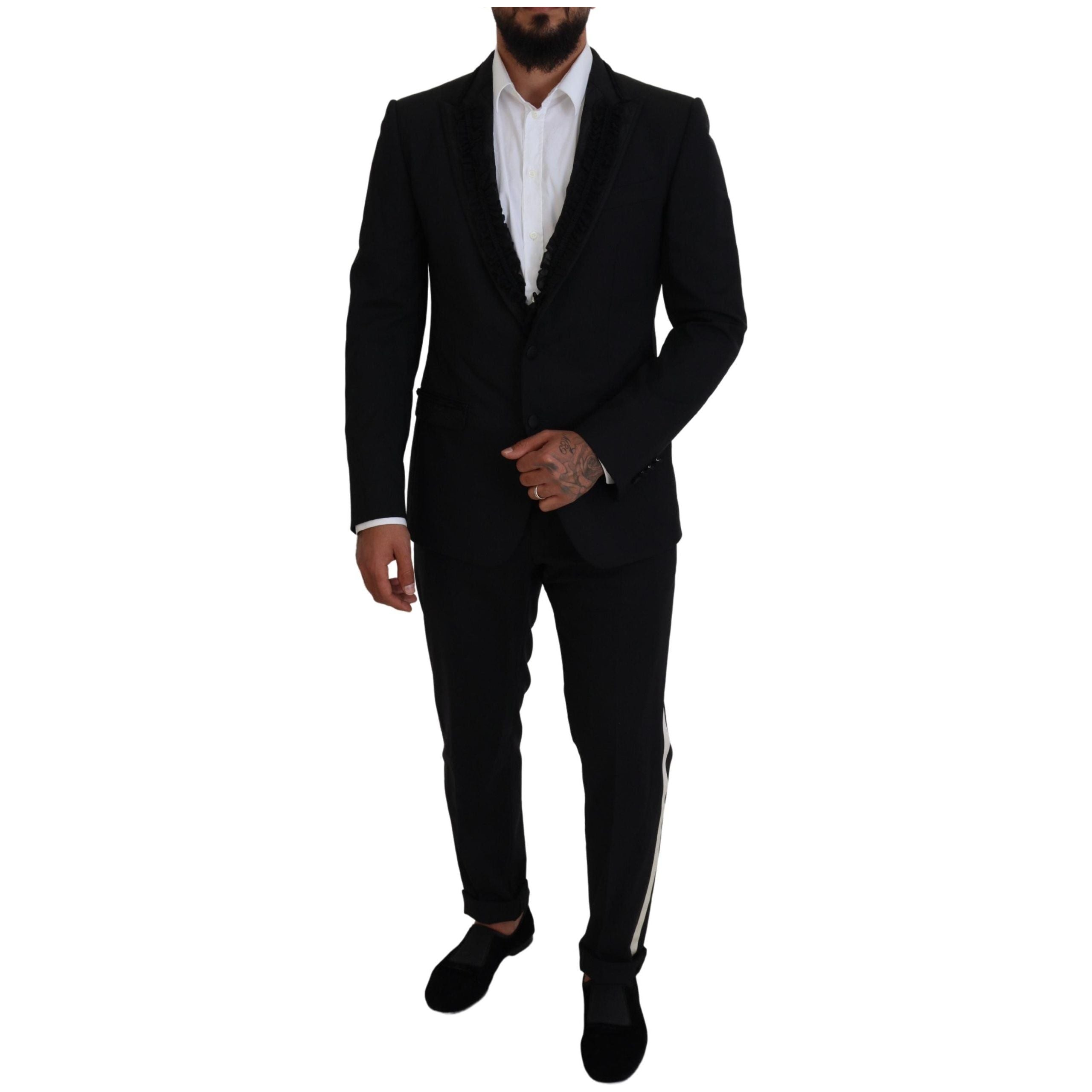 Dolce & Gabbana Black Wool Silk-Lined Evening Blazer