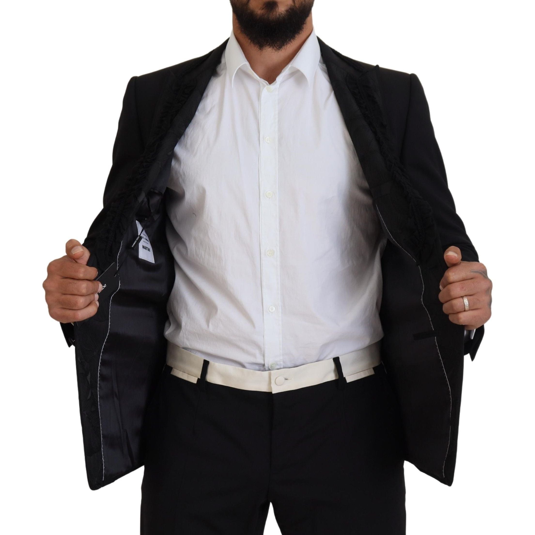 Dolce & Gabbana Black Wool Silk-Lined Evening Blazer