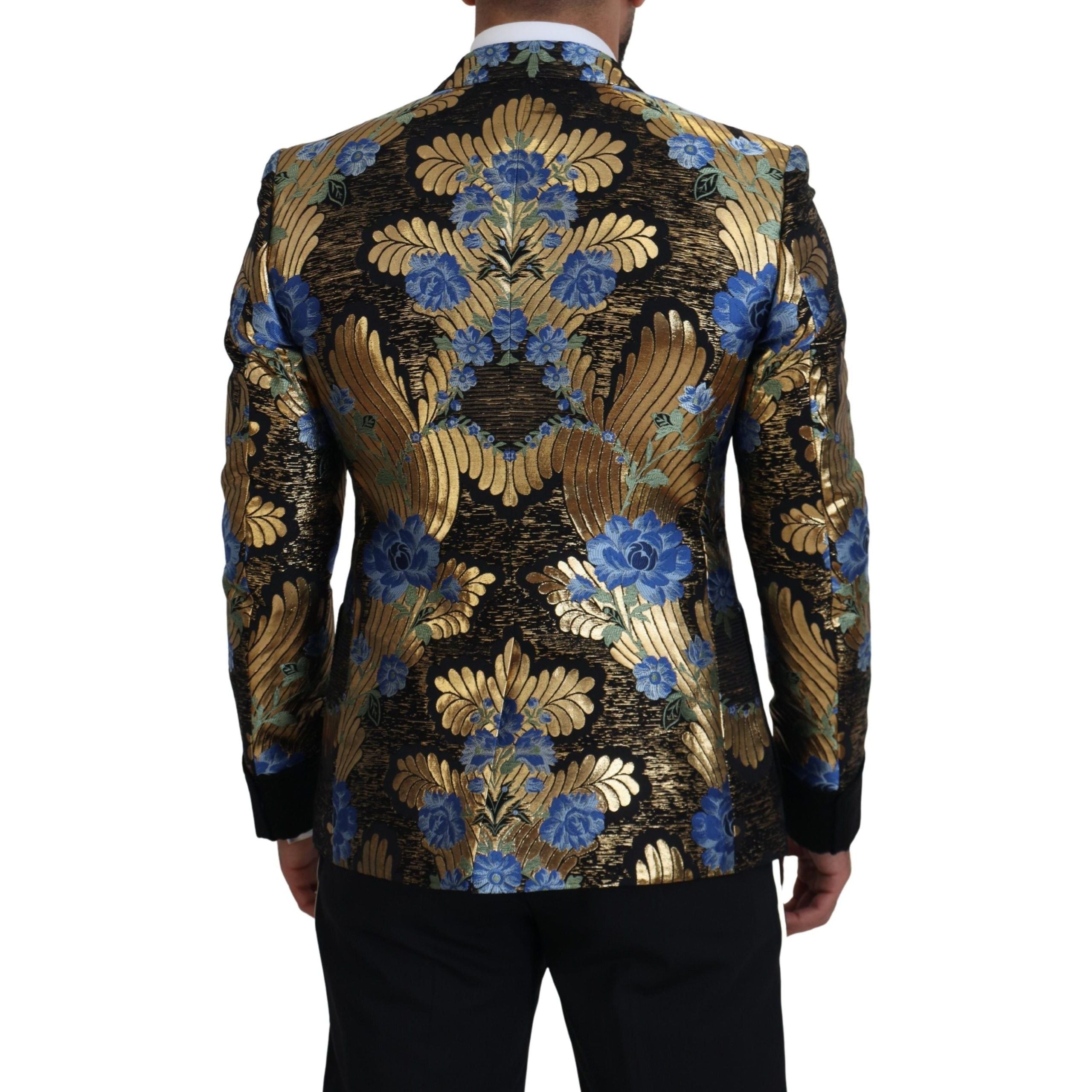 Dolce & Gabbana Black Wool Floral Evening Party Blazer