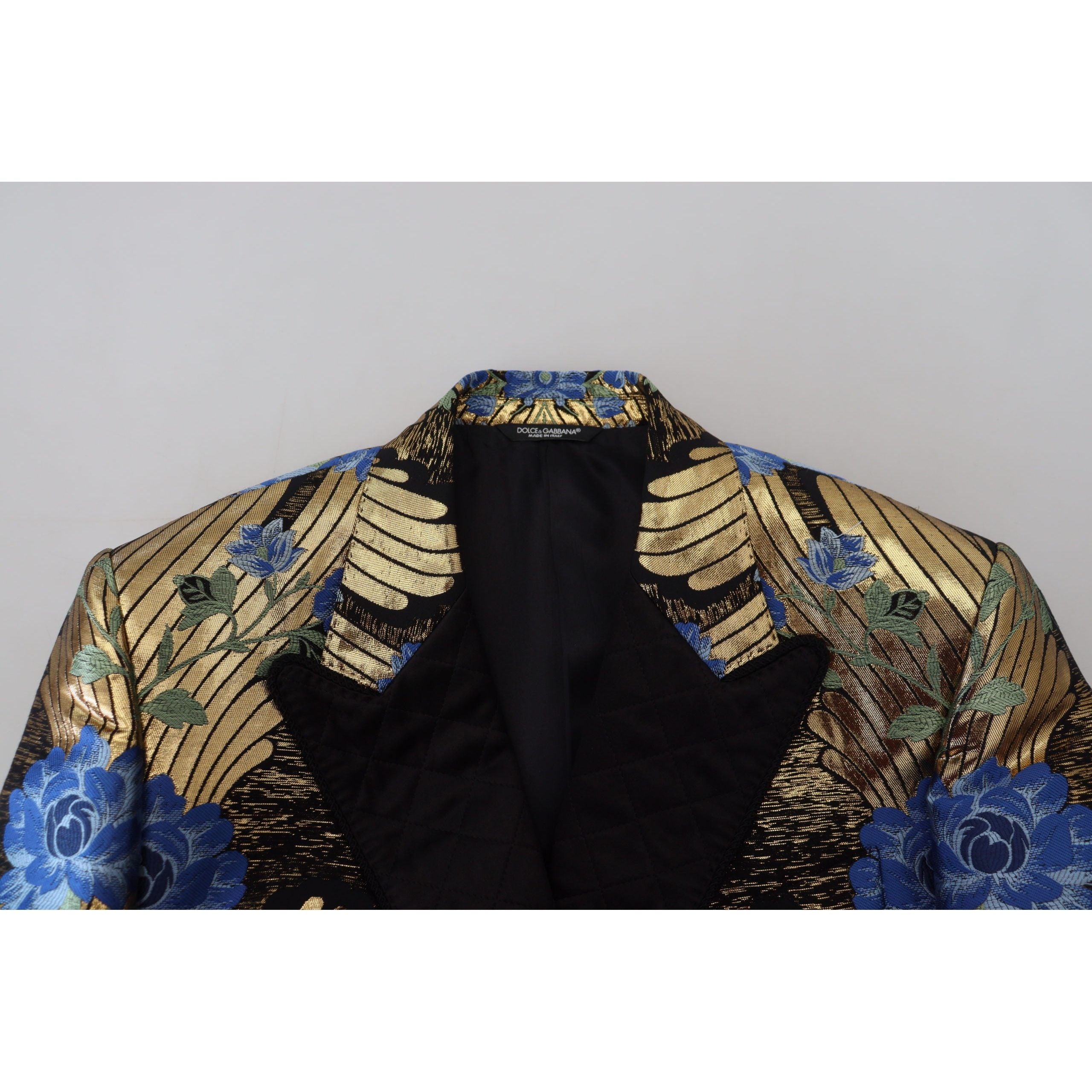 Dolce & Gabbana Black Wool Floral Evening Party Blazer