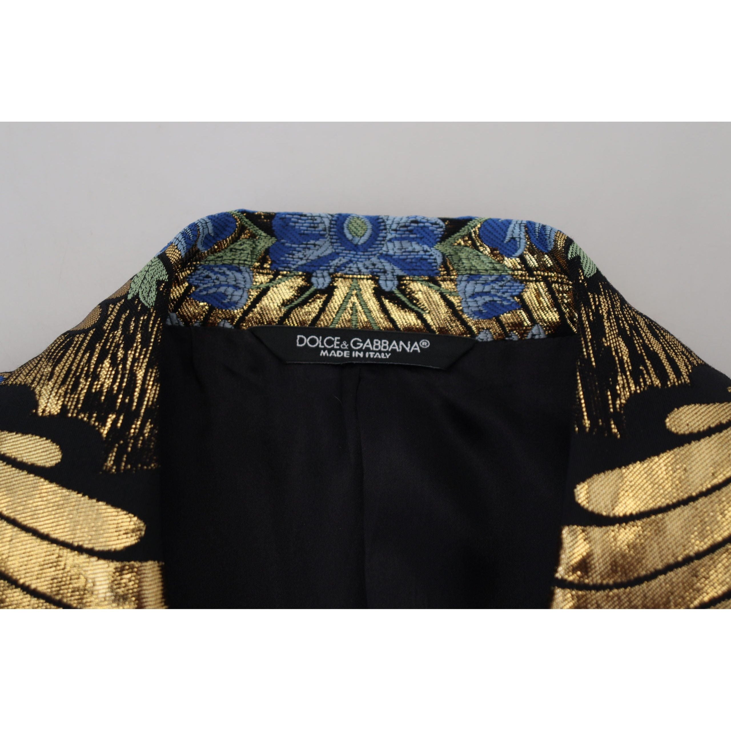 Dolce & Gabbana Black Wool Floral Evening Party Blazer