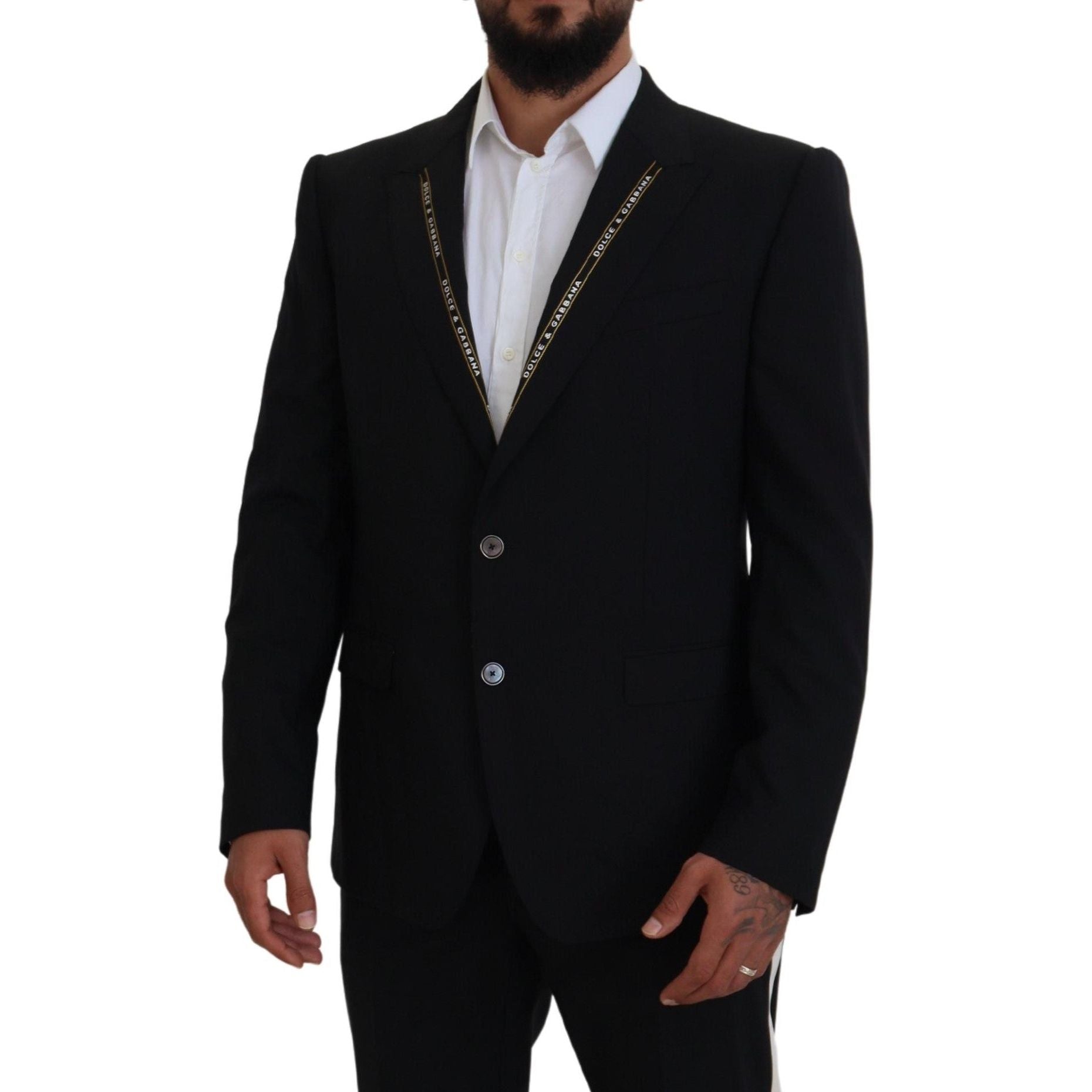 Dolce & Gabbana Black Wool Blend Single Breasted Blazer