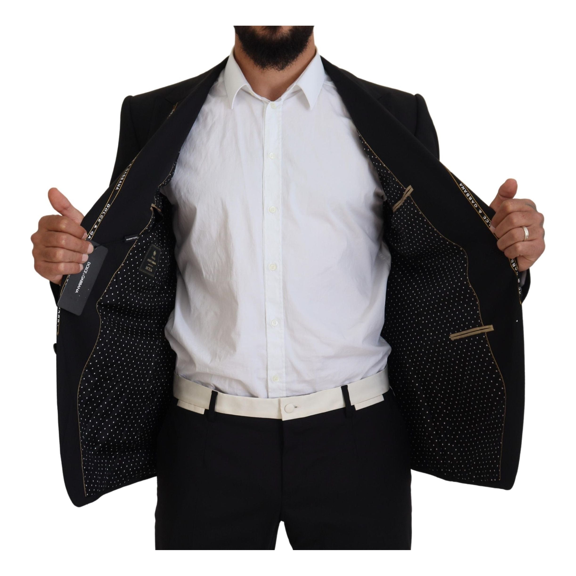 Dolce & Gabbana Black Wool Blend Single Breasted Blazer