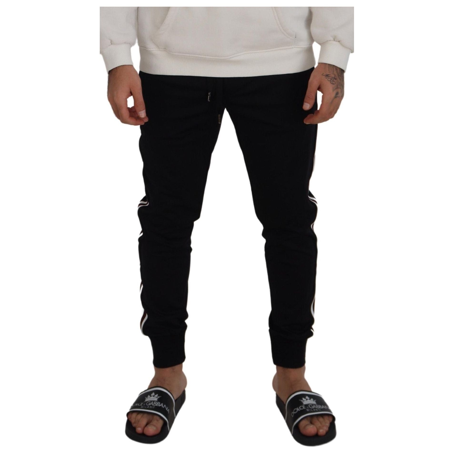 Dolce & Gabbana Black Cotton Designer Trousers Elegance