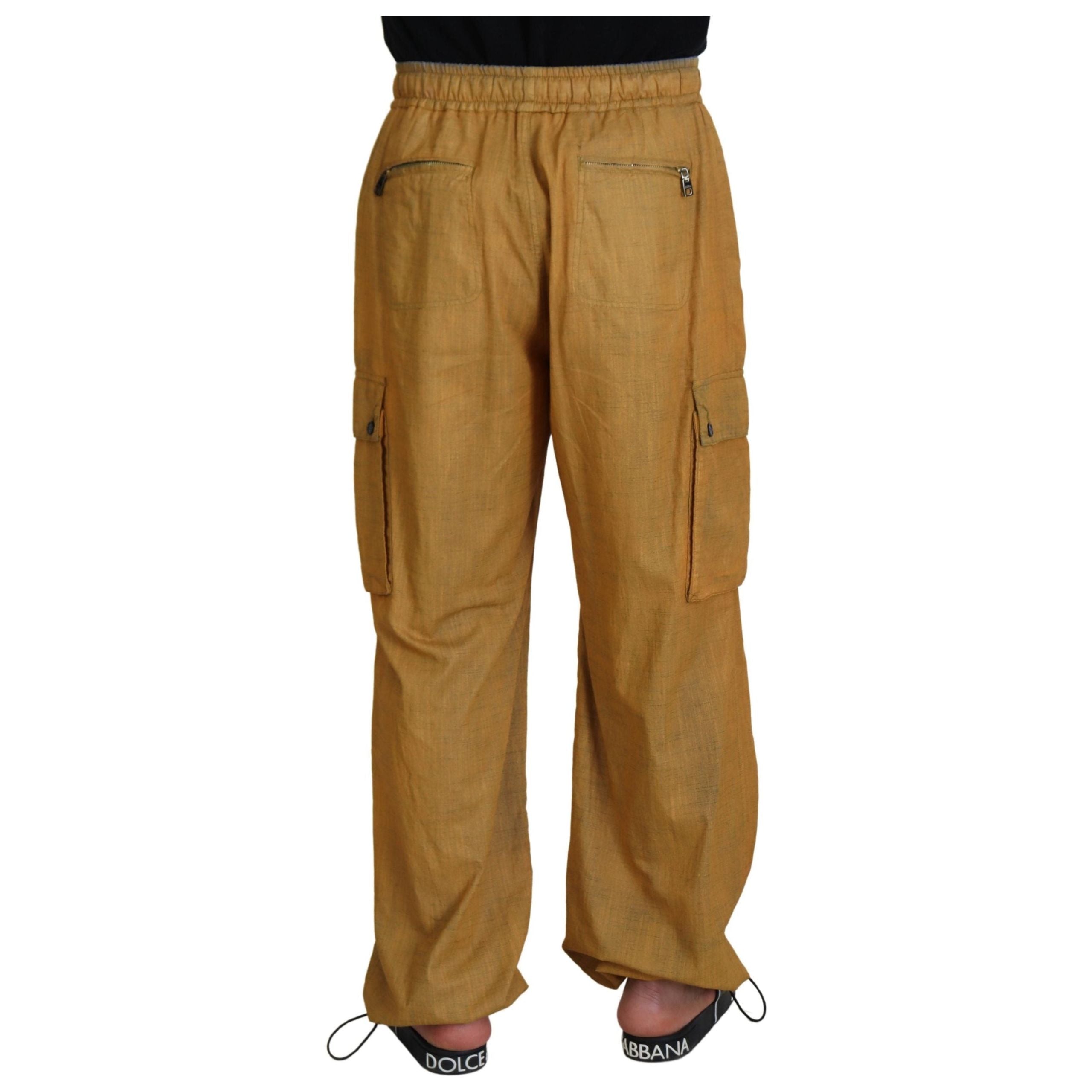 Dolce & Gabbana Beige Italian Linen Trousers for Sophistication