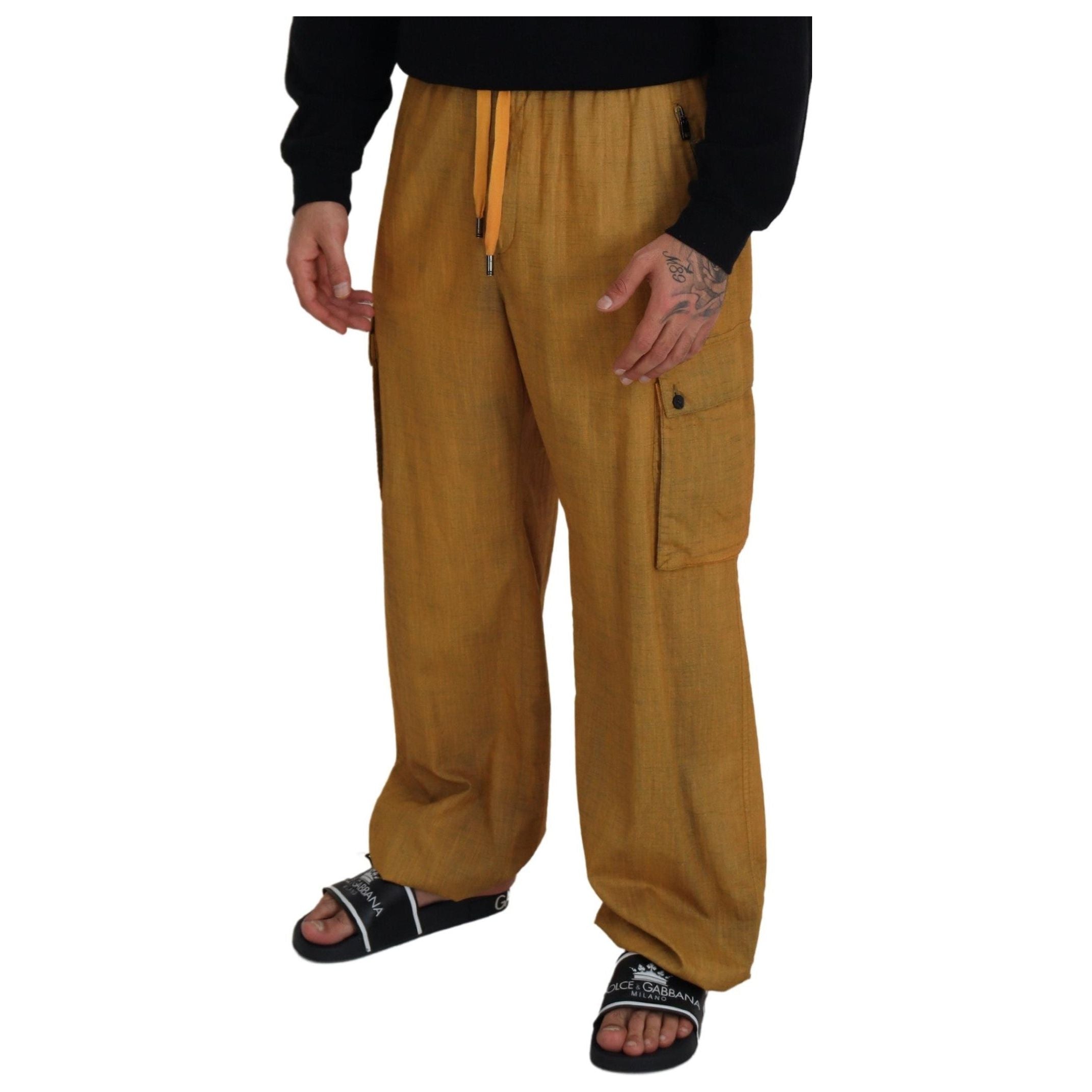 Dolce & Gabbana Beige Italian Linen Trousers for Sophistication