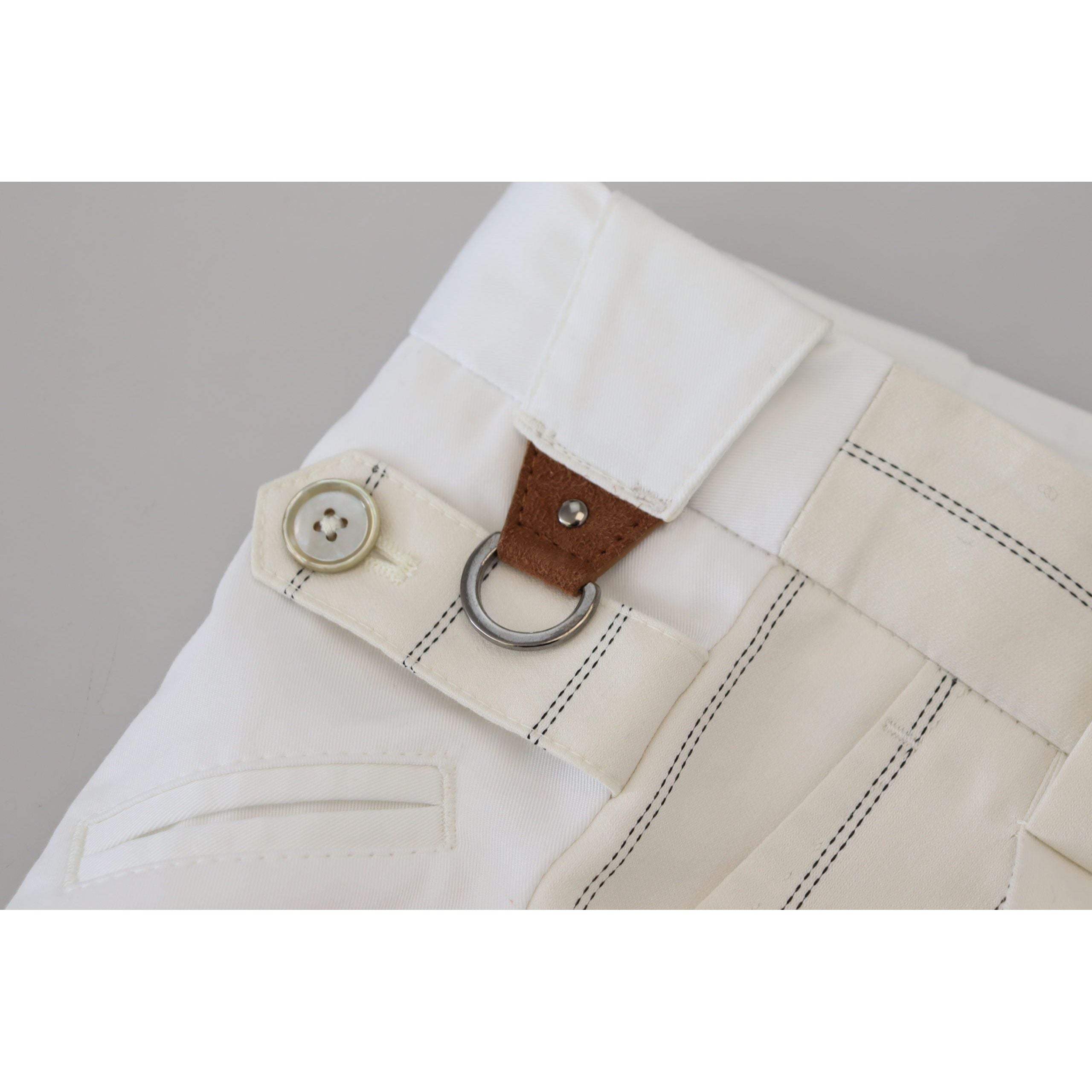 Dolce & Gabbana White Cotton Elegant Striped Trousers