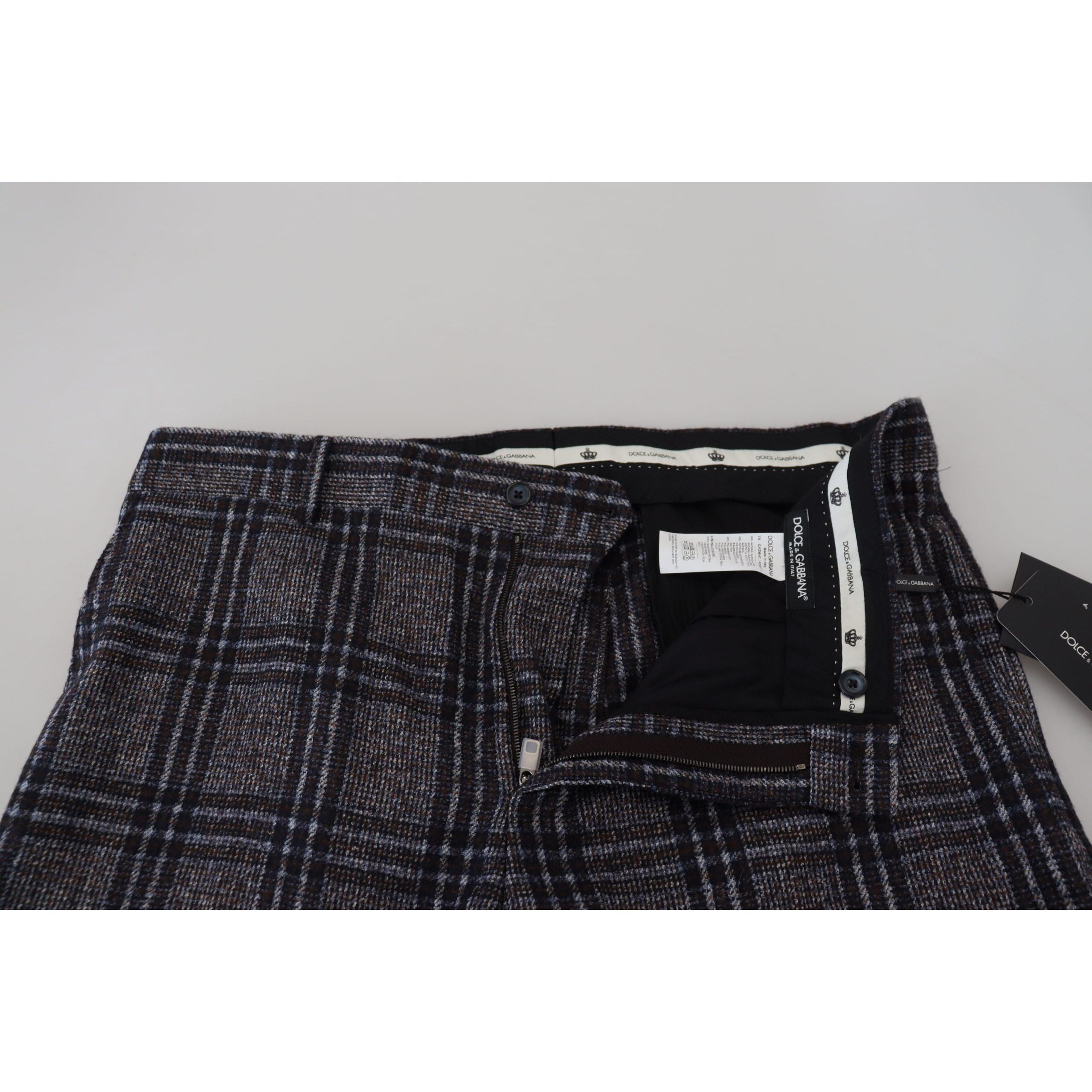 Dolce & Gabbana Gray Alpaca Blend Checkered Pants