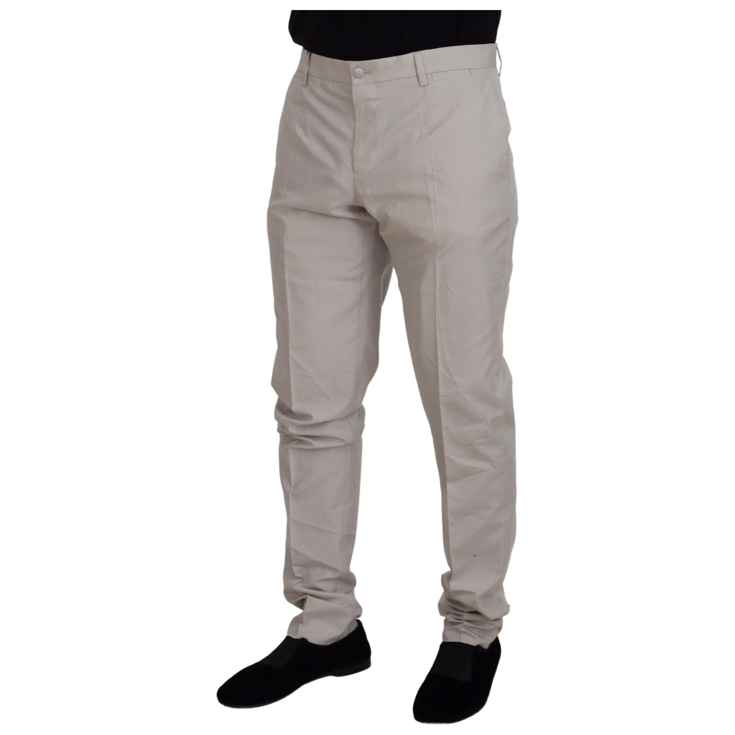 Dolce & Gabbana Off White Silk Blend Trousers