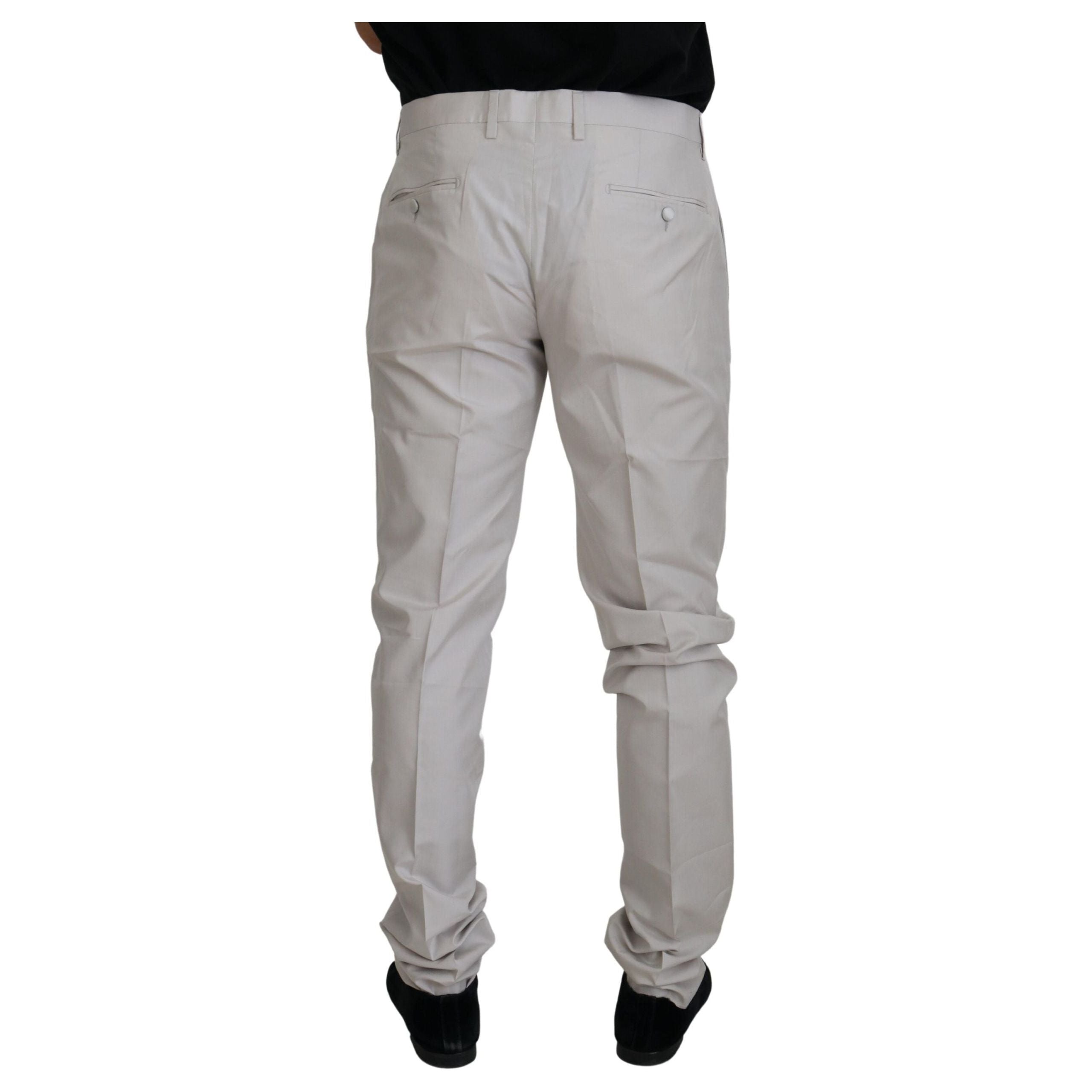 Dolce & Gabbana Off White Silk Blend Trousers
