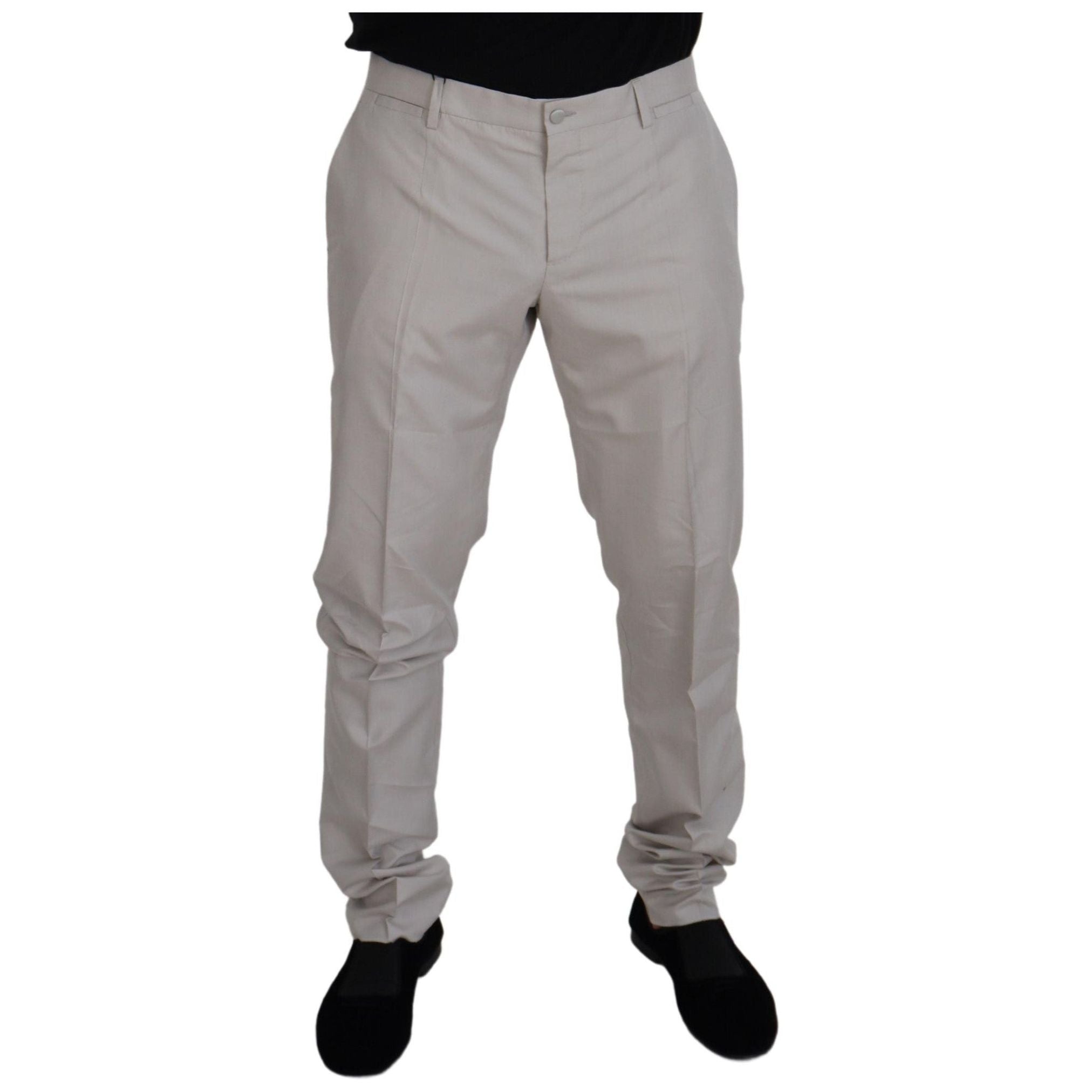 Dolce & Gabbana Off White Silk Blend Trousers