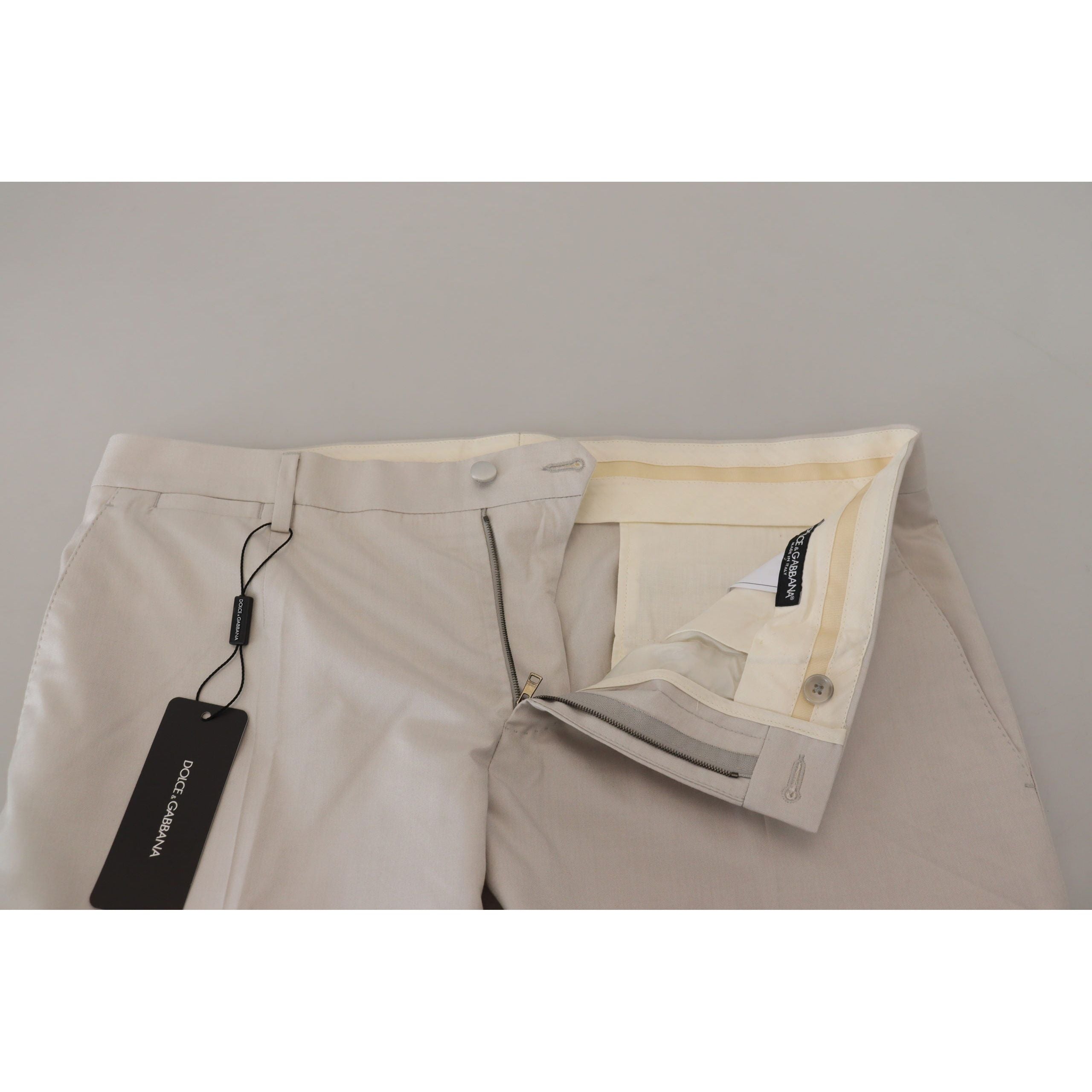Dolce & Gabbana Off White Silk Blend Trousers