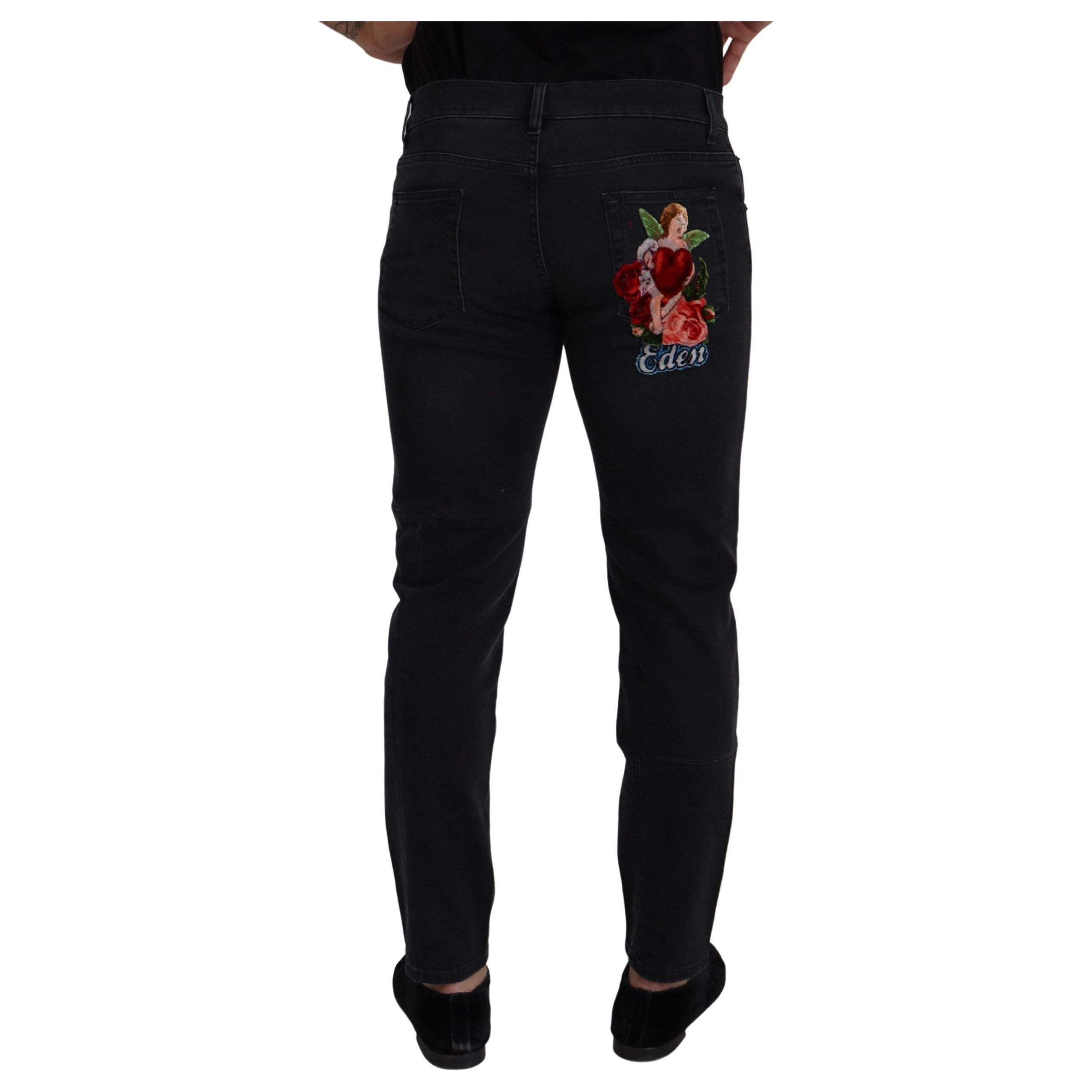 Dolce & Gabbana Sleek Black Cotton Blend Denim Pants